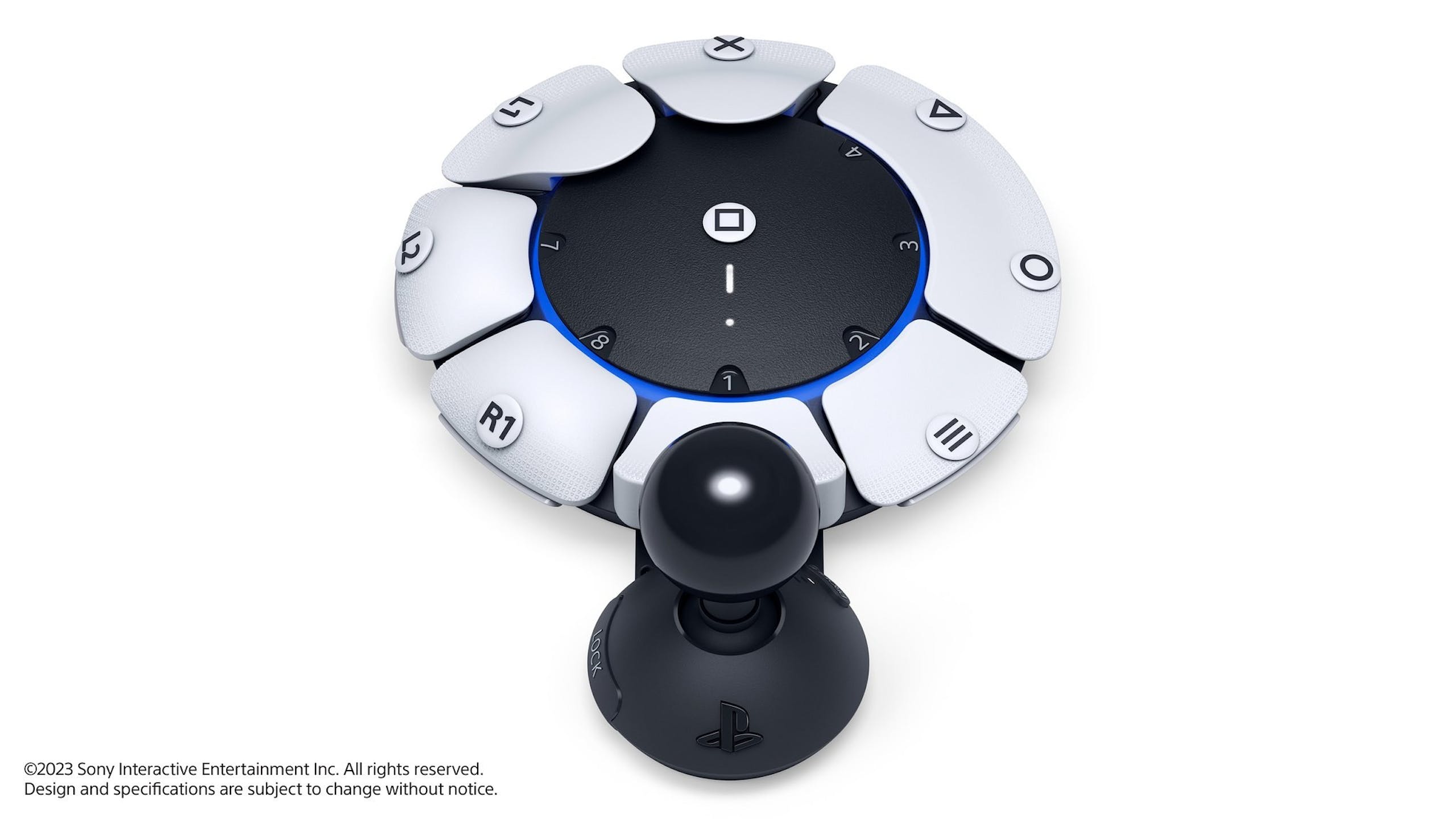 照片中提到了R1、©2023 Sony Interactive Entertainment Inc. All rights reserved.、Design and specifications are subject to change without notice.,跟的PlayStation有關,包含了PSP 3000、PlayStation 便攜式 3000、產品設計、設計、電子秤