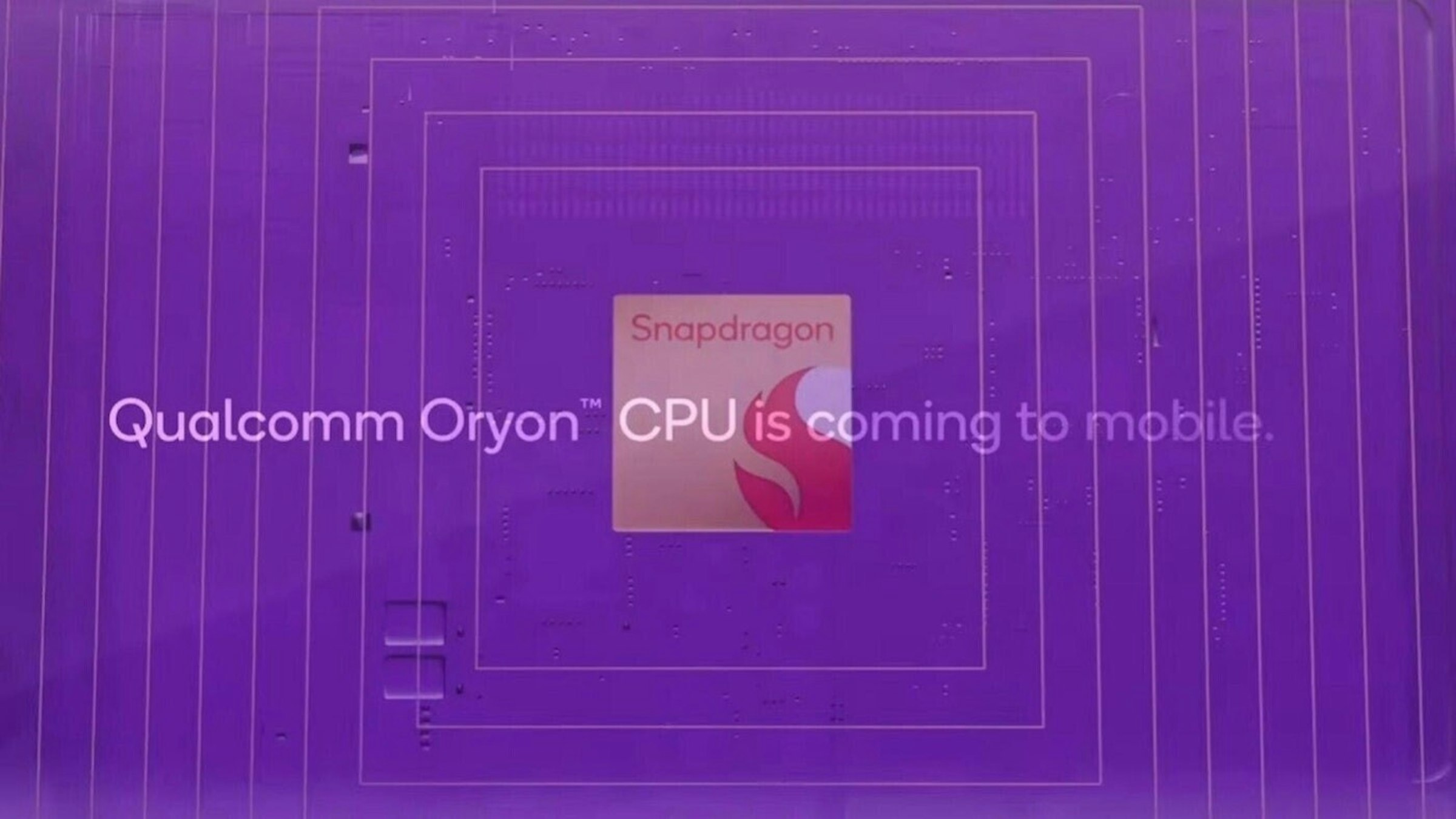 照片中提到了Snapdragon、Qualcomm Oryon™ CPU is coming to mobile.，包含了高通公司、高通公司、中央處理器、金魚草、驍龍 X 精英