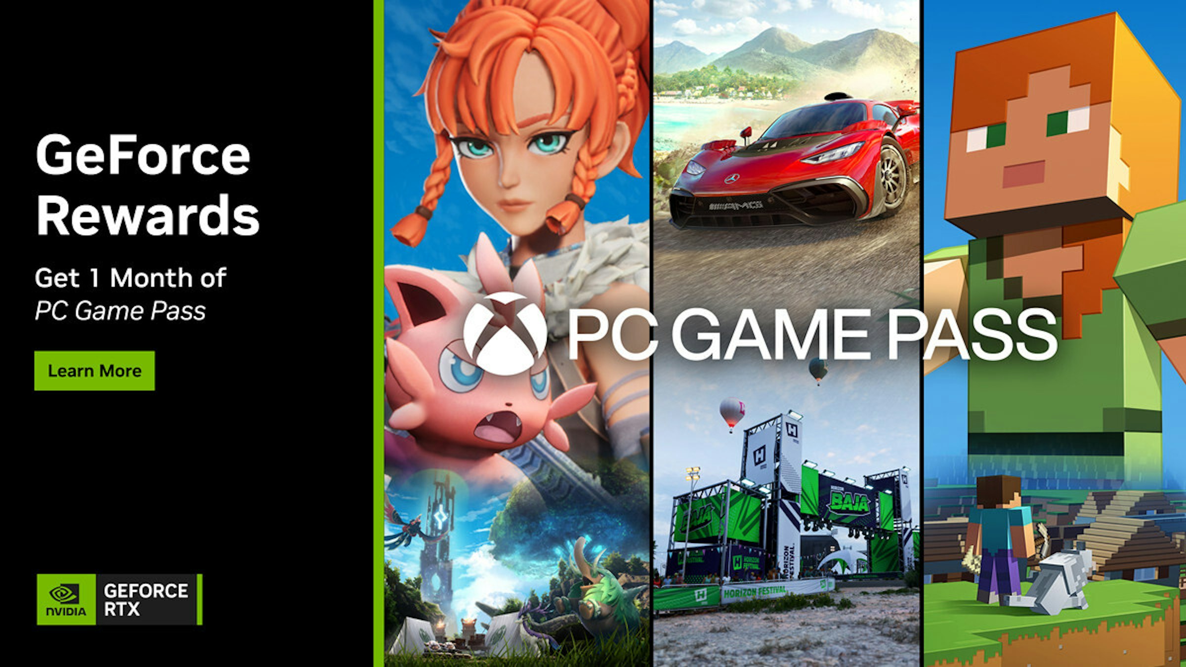 照片中提到了GeForce、Rewards、Get 1 Month of，跟英偉達、英偉達有關，包含了英偉達遊戲通行證、顯示卡、Xbox遊戲通行證、的Xbox