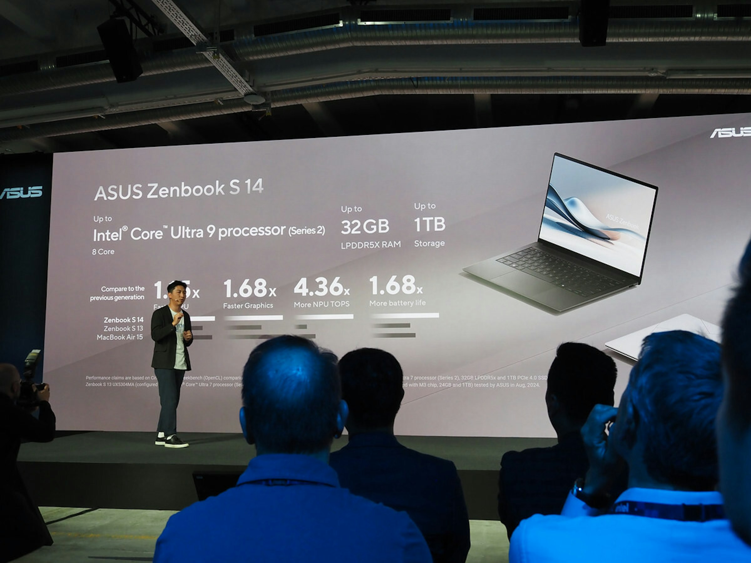 照片中提到了SUS、ASUS Zenbook S 14、Up to，跟華碩、華碩有關，包含了平板顯示器、個人電腦、平板顯示器、電腦、介紹