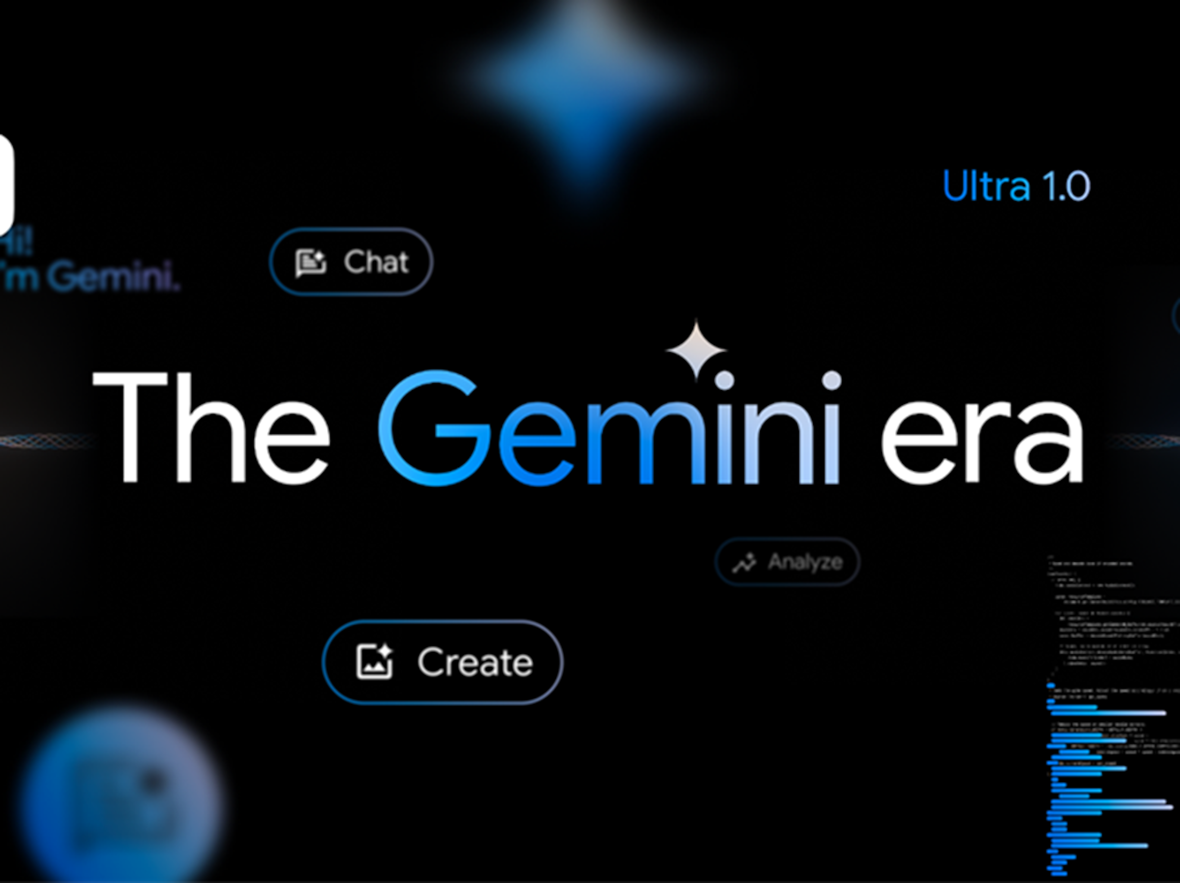 照片中提到了'm Gemini.、Chat、The Gemini era，跟9寶石有關，包含了雙子座艾、雙子座、人工智能、深心、谷歌人工智能