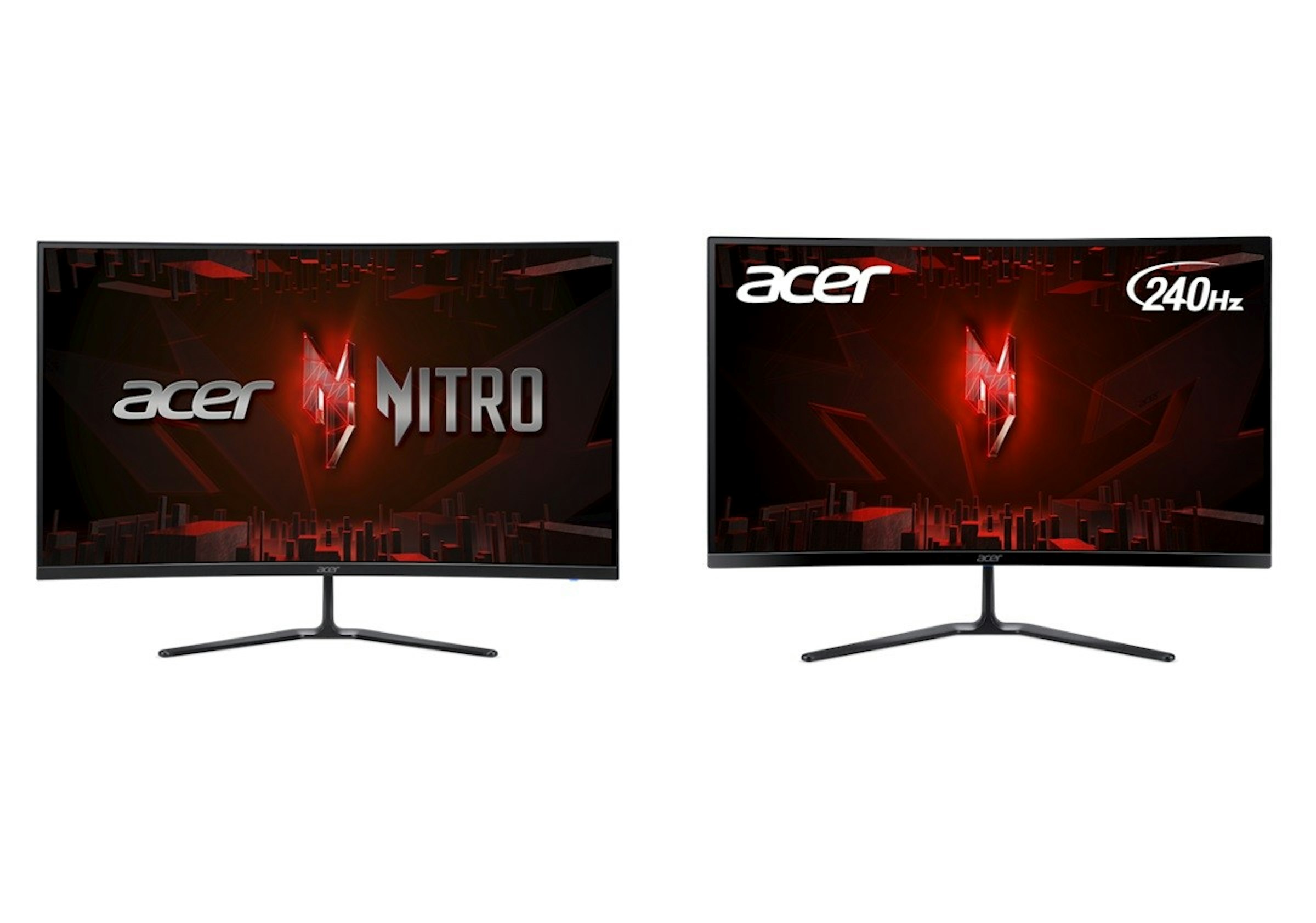 照片中提到了acer、240Hz、acer，跟宏cer、宏cer有關，包含了旗幟、27英寸、“Acer Nitro 27” 180Hz 1920x1080 VA 顯示器、曲面屏