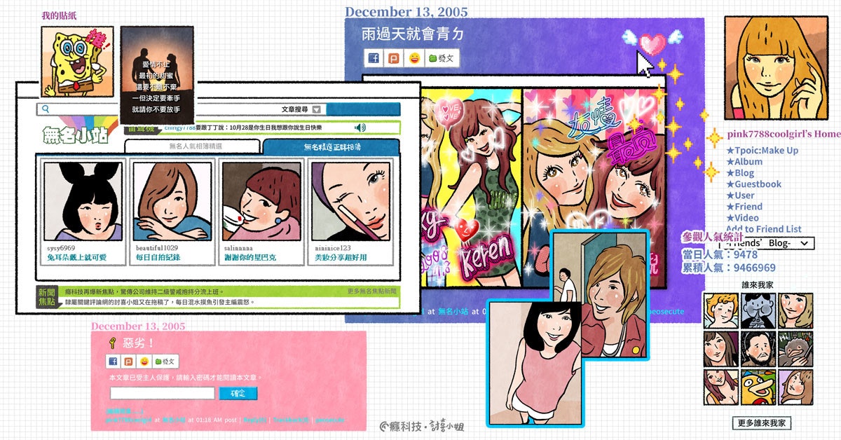 照片中提到了我的貼纸、December 13, 2005、雨過天就會青力,包含了動畫片、動畫片、漫畫、設計、藝術