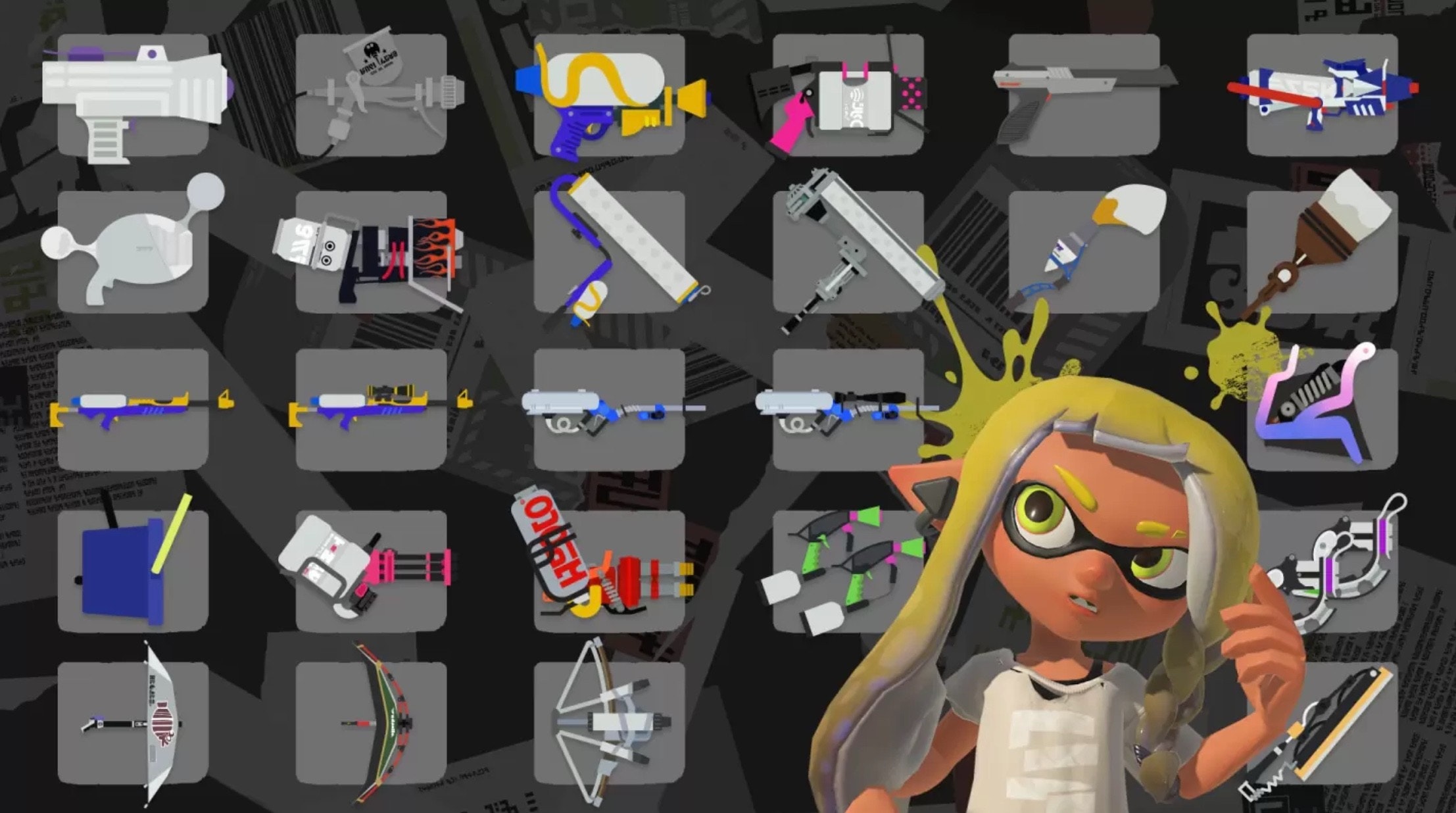 照片中提到了MONSTE、JU、60%Owfvar,包含了噴射戰士 3 武器、噴射戰士 3、plat、Splatoon 2、潑水節