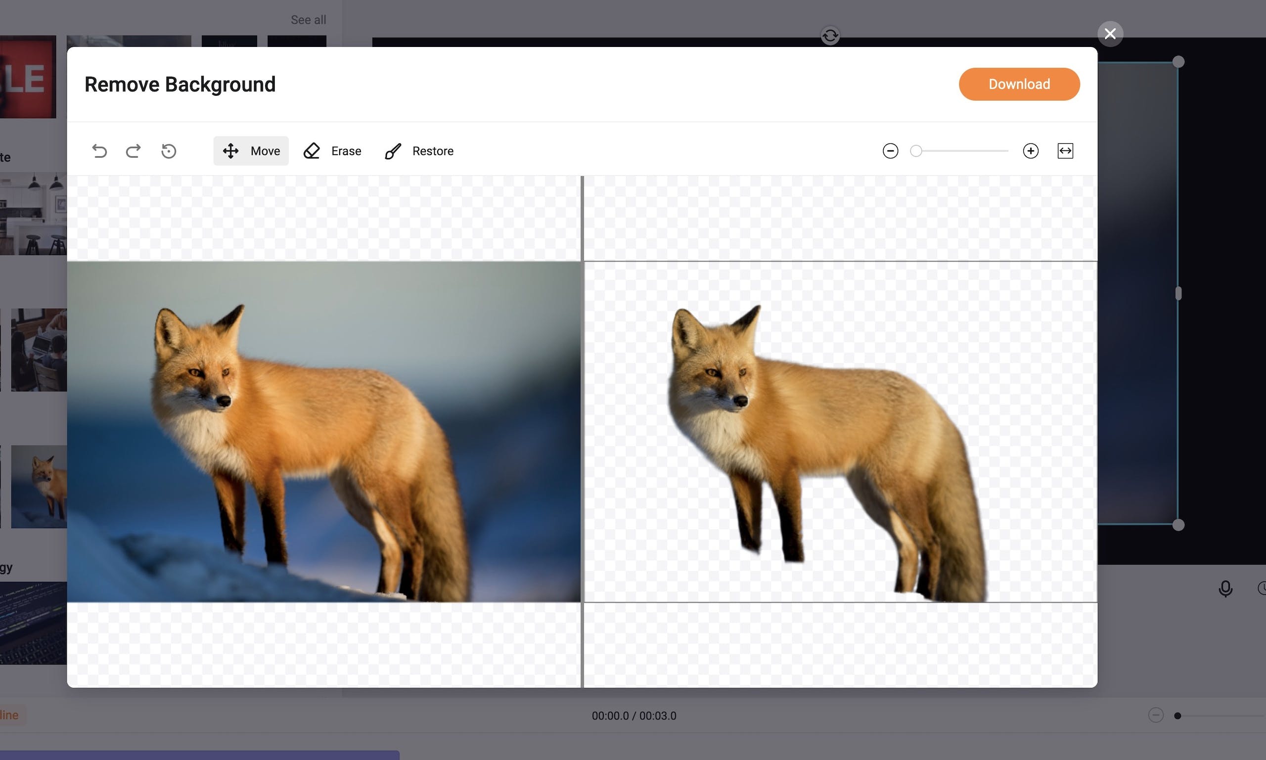 照片中提到了LE Remove Background、te、IN，包含了وصف الثعلب بالفرنسية、紅狐、狐狸、الغراب والثعلب、法語
