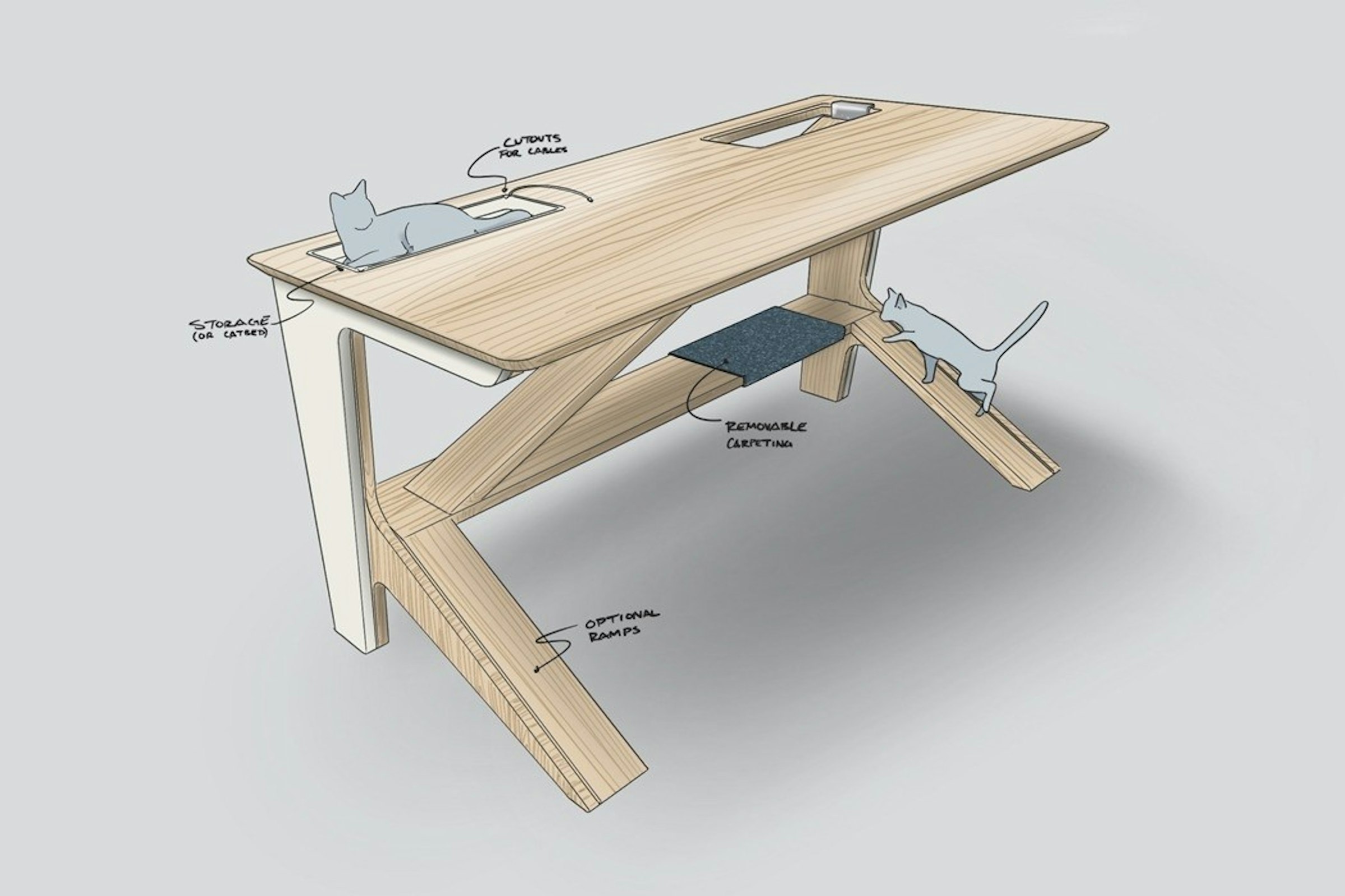 Table, Cat, Desk, Design, , Furniture, , Sketch, /m/083vt, Purr, Table, furniture, table, wood, line, desk, angle, wing, product