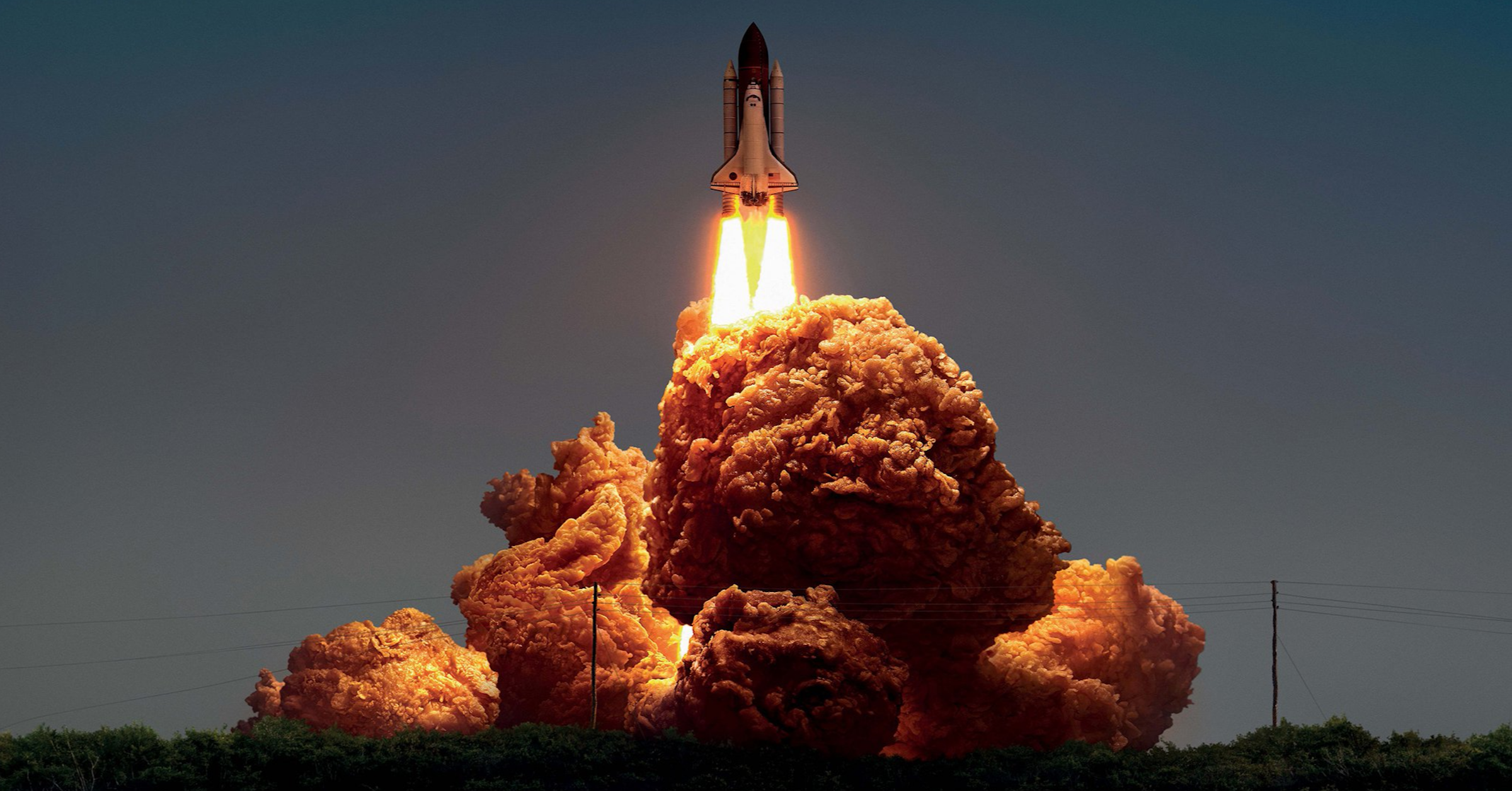 KFC, Fried chicken, Hot chicken, Chicken, , Advertising, Hong Kong, Crispy fried chicken, Chicken meat, , KFC, sky, rocket, tower