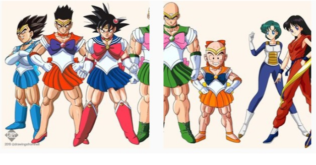 Sailor Moon, Dragon Ball, Shenron, Goku, Saiyan, , Sailor Mars, 9GAG, Image, Film, Sailor Moon, Cartoon, Anime, Costume design, Fiction, Fictional character, Clip art, Uniform, Illustration, Animation, Style