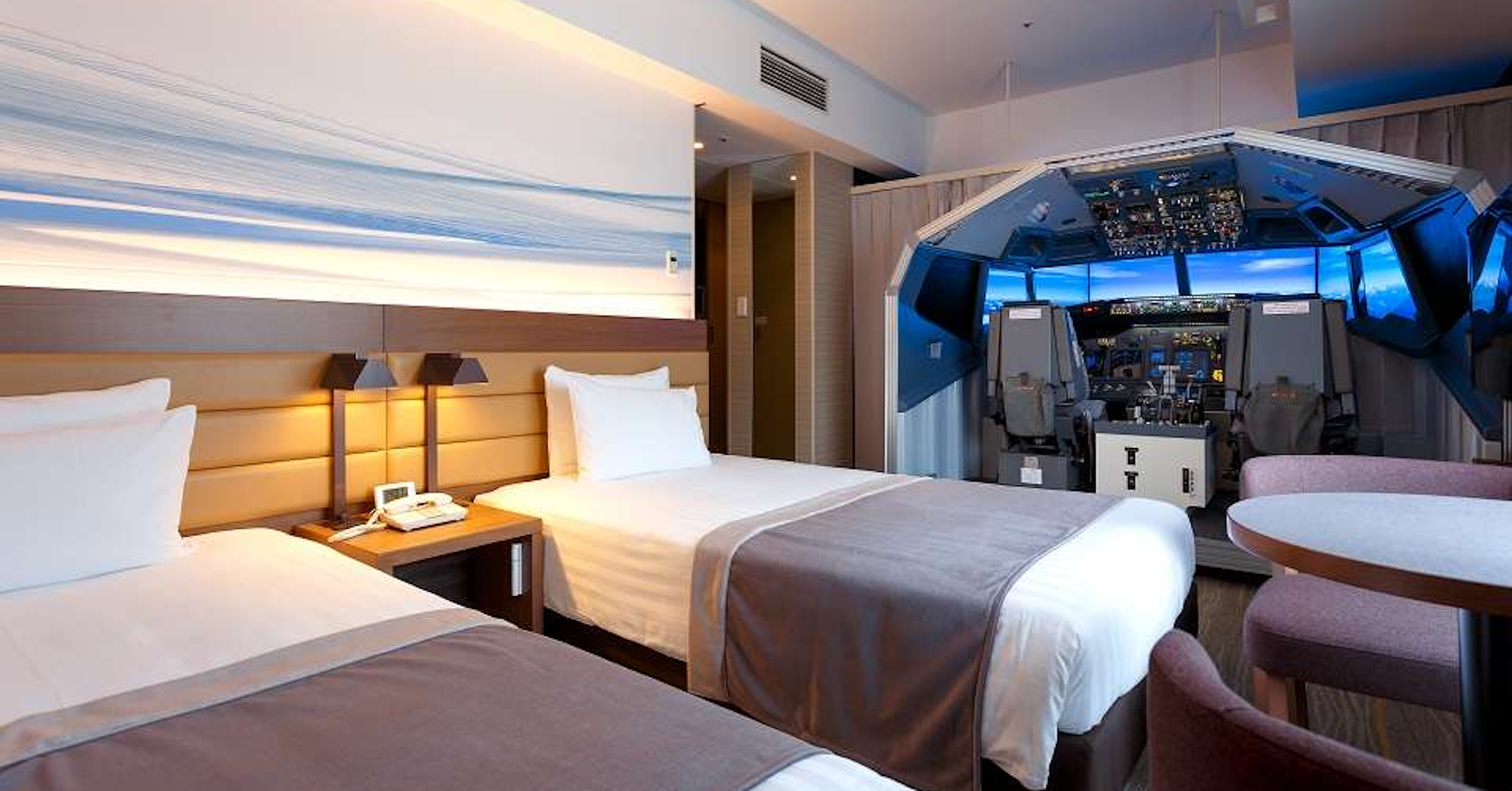 Haneda Excel Hotel Tokyu, Flight, Hotel, Airplane, Room, , Suite, Flight simulator, Travel, Simulation, Haneda Excel Hotel Tokyu, Room, Bed, Bedroom, Furniture, Property, Suite, Building, Interior design, Bed sheet, Mattress