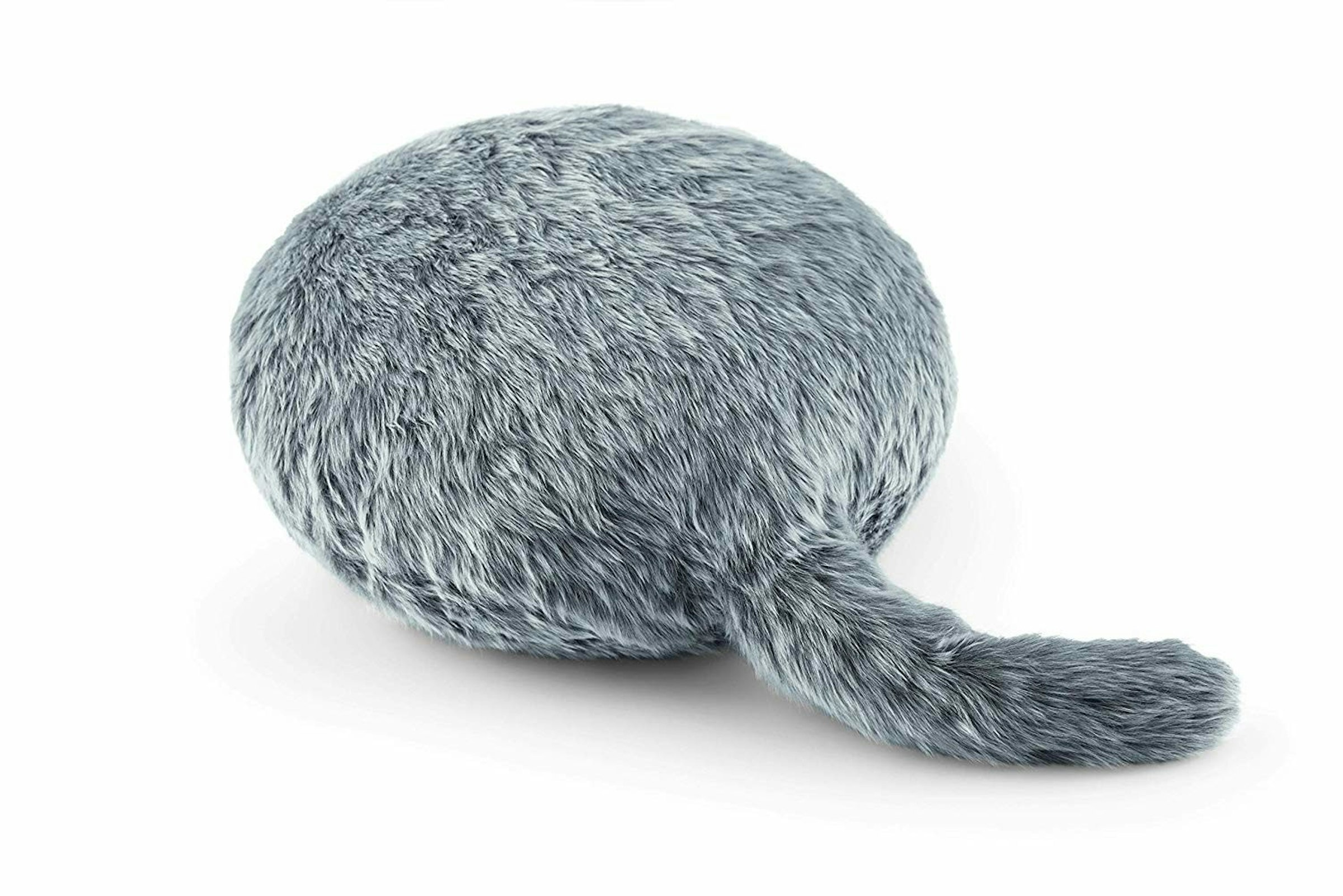 Robot, Yukai Engineering Qoobo, Cat, Robotic pet, Therapy, Pillow, Tail, Companion robot, Dog, Cushion, qoobo therapy robot, Wool, Thread, Grey, Woolen, Textile, Silver