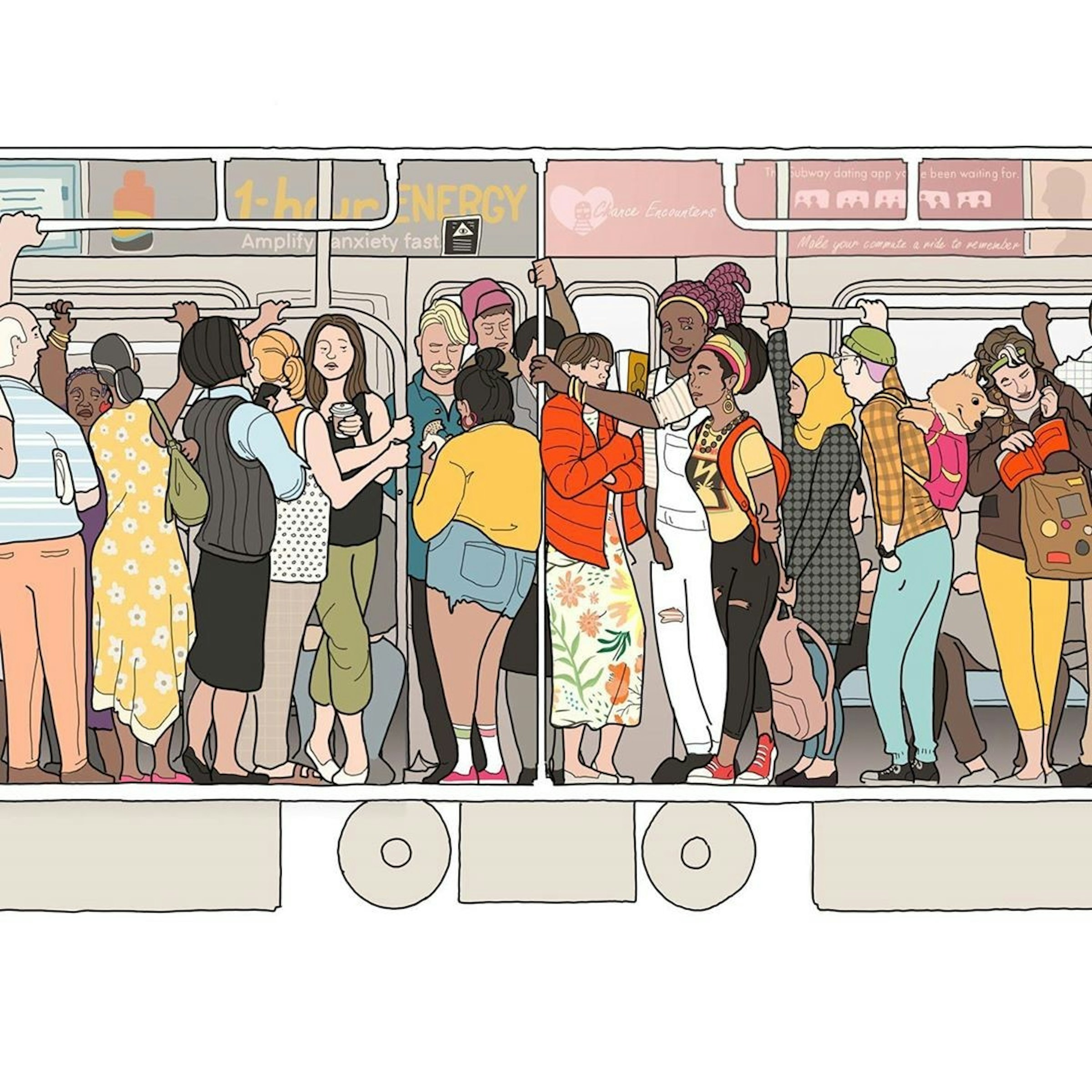 照片中提到了ubway dating app y、been wanling for.、UNERGY，包含了動畫片、插圖、插畫家、繪畫、文本