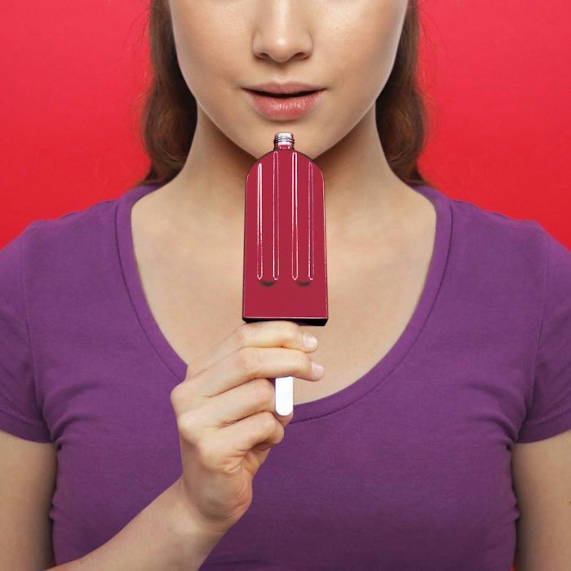 Ice Pops, Flasks, Ice cream, Cold-stimulus headache, Drink, Berry Ice Pop flask, Food, Ice, Alcoholic Beverages, Ounce, Ice pop, pink, lip, purple, magenta, neck, brown hair