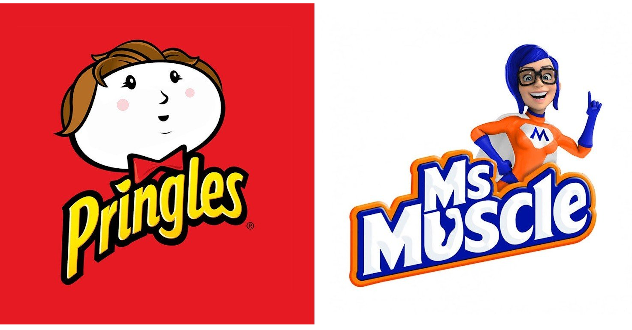 照片中提到了Pringles、Ms、Moscle，跟肌肉先生、品客有關，包含了肌肉先生、插圖、商標、海報、剪貼畫