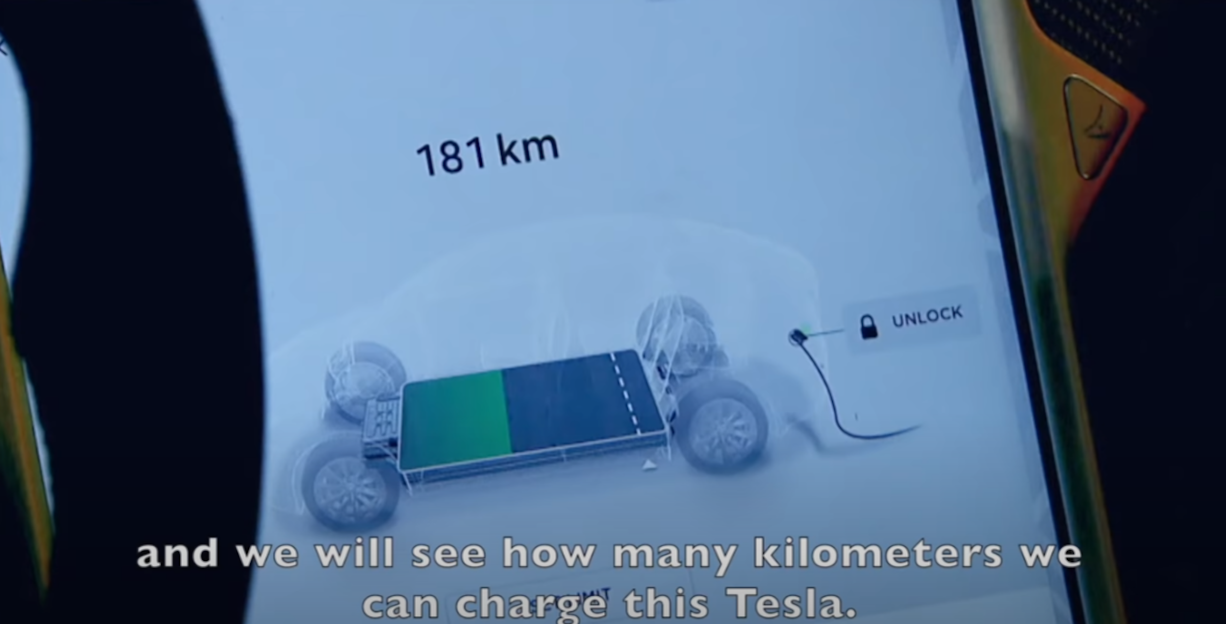 照片中提到了181 km、UNLOCK、and we will see how many kilometers we，包含了電子產品、手機、移動設備、牆紙、產品設計