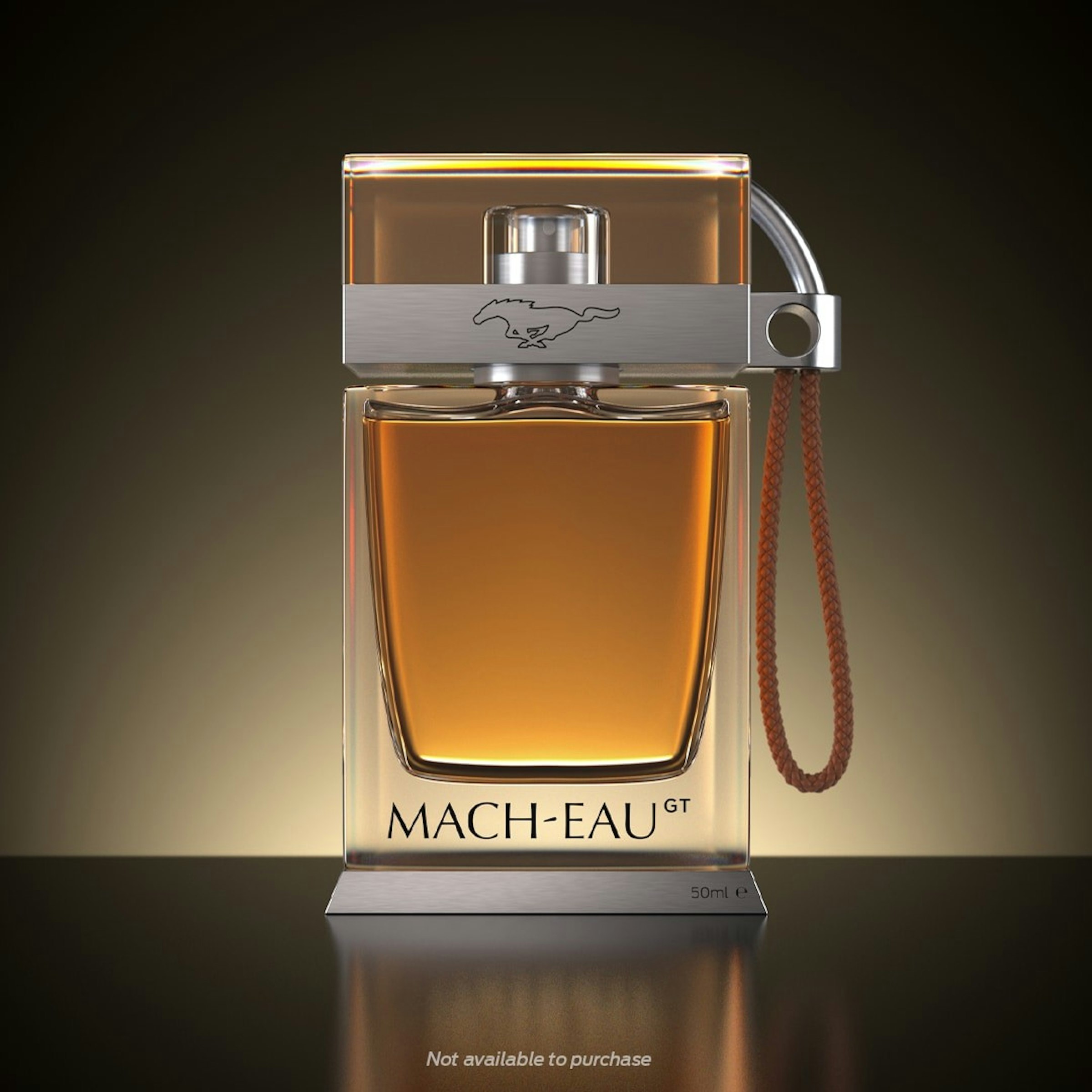 照片中提到了MACH-EAUST、50ml e、Not available to purchase，跟野馬有關，包含了福特汽油古龍水、福特汽車公司、電動車、福特野馬 Mach-E、福特汽車