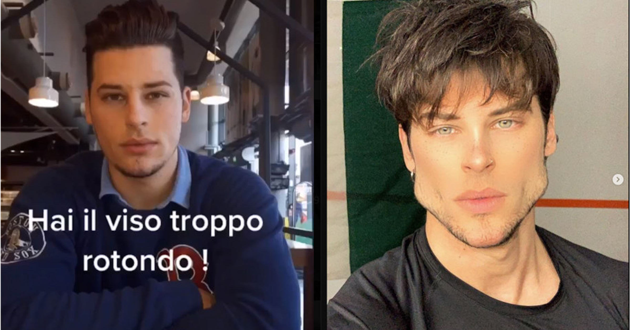 照片中提到了Hai il viso troppo、S0%、rotondo !，包含了髮型、前額、產品、髮型、杜德