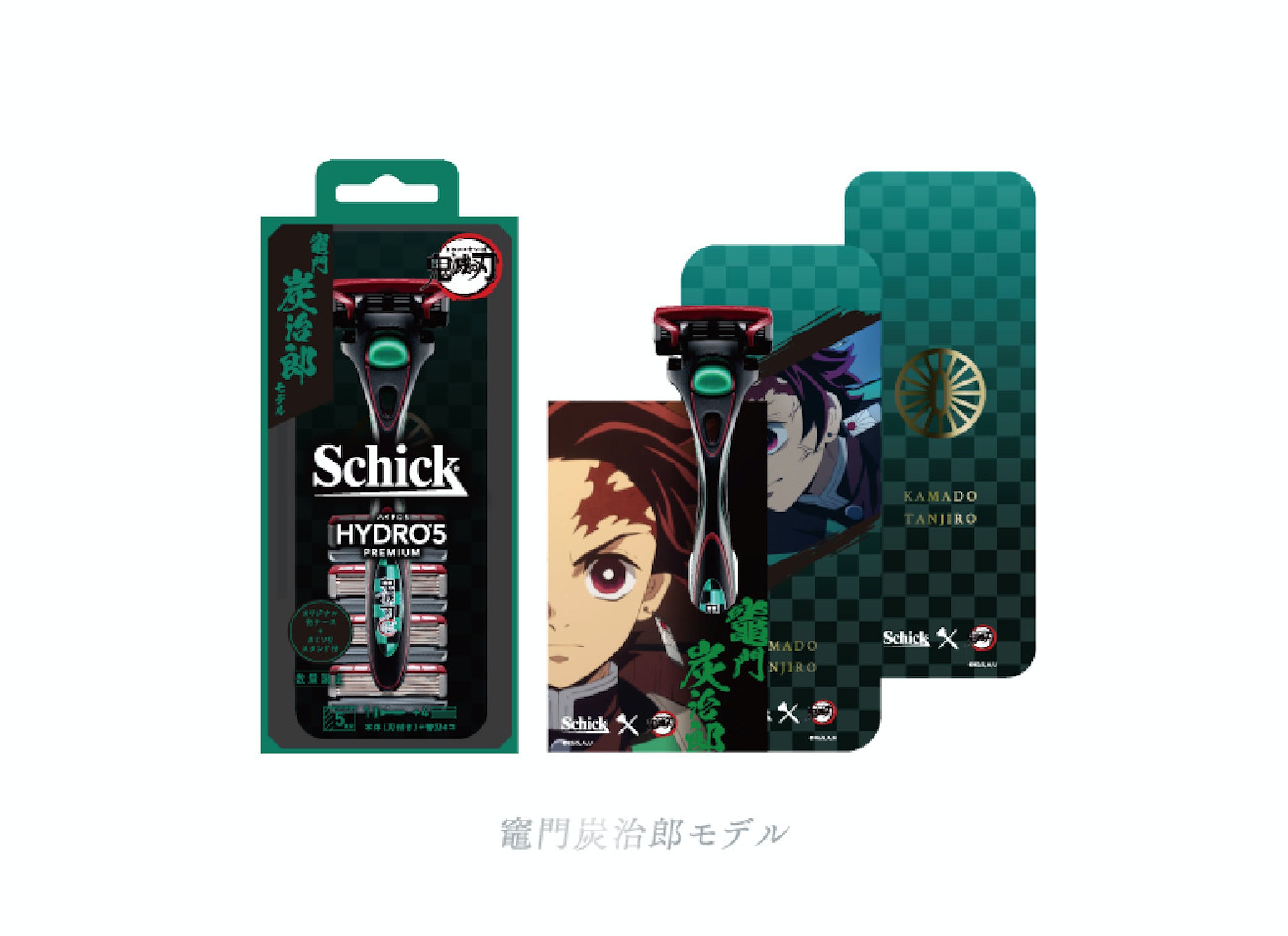 照片中提到了Schick、KAMADO、TANJIRO，跟希克有關，包含了惡魔殺手：Kimetsu no Yaiba、鐮戶田次郎、惡魔殺手：Kimetsu no Yaiba、Aniplex