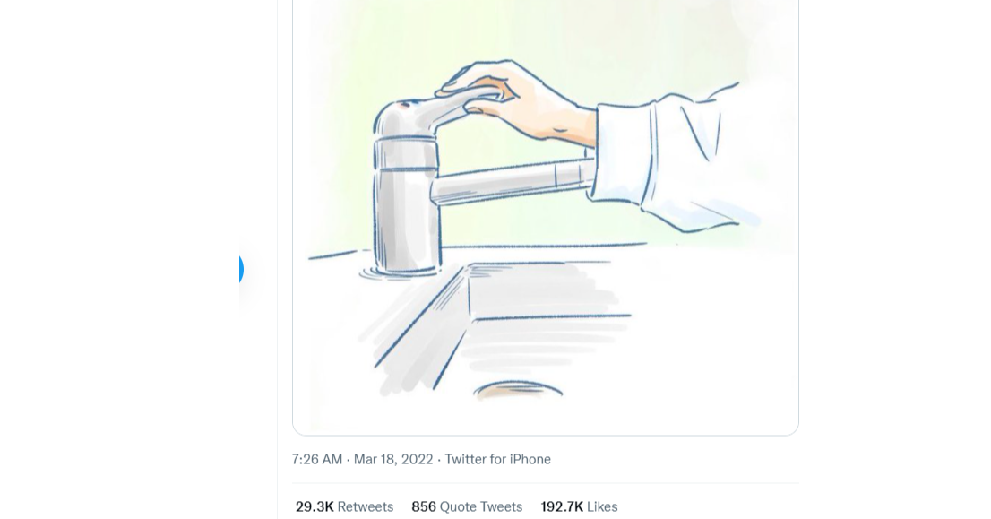 照片中提到了7:26 AM - Mar 18, 2022 · Twitter for iPhone、29.3K Retweets 856 Quote Tweets、192.7K Likes,包含了動畫片、設計、藝術、產品設計、草圖