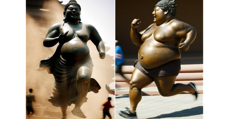 AI把佛祖畫成跑步的胖子