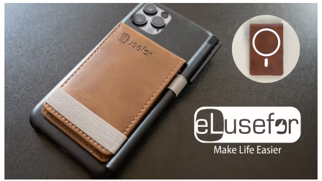 照片中提到了cLusefor、eLusefor、Make Life Easier，包含了錢包、錢包、皮革、手機、移動電話
