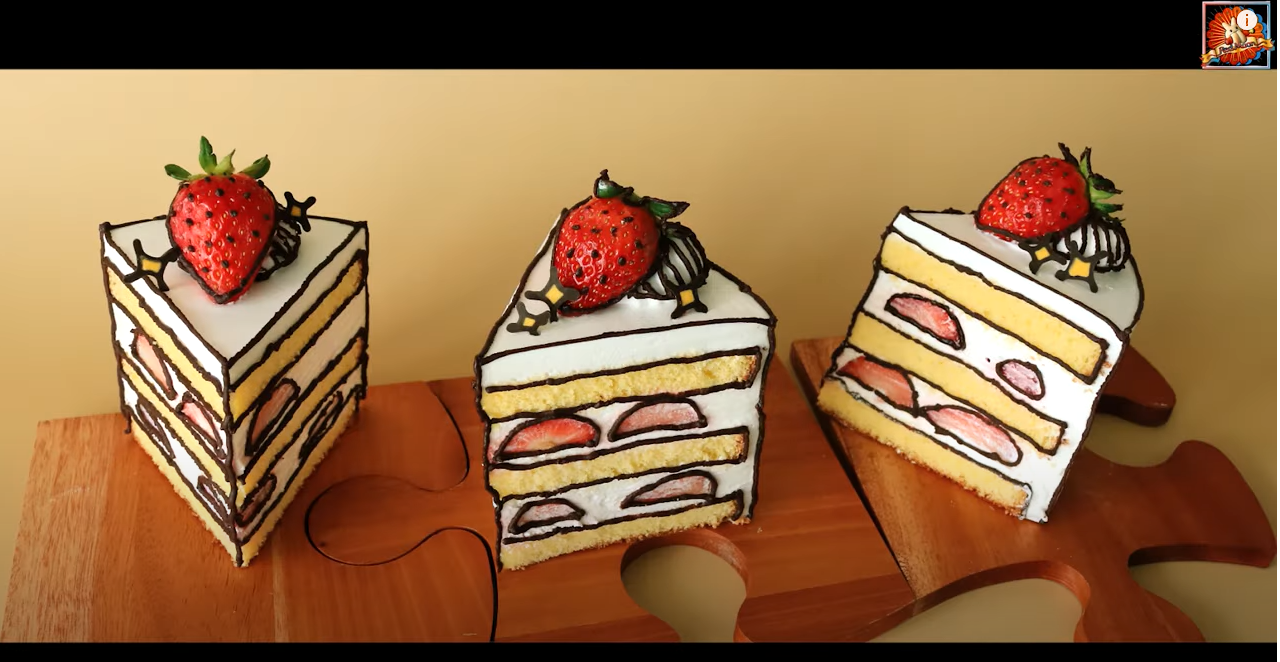 照片中跟朋友的有關，包含了조각케이크만들기、蛋糕、草莓、草莓蛋糕、紙杯蛋糕
