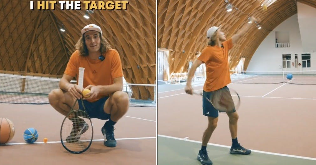 照片中提到了I HIT THE TARGET、daa,包含了肩、球、休閒、運動M、運動場館