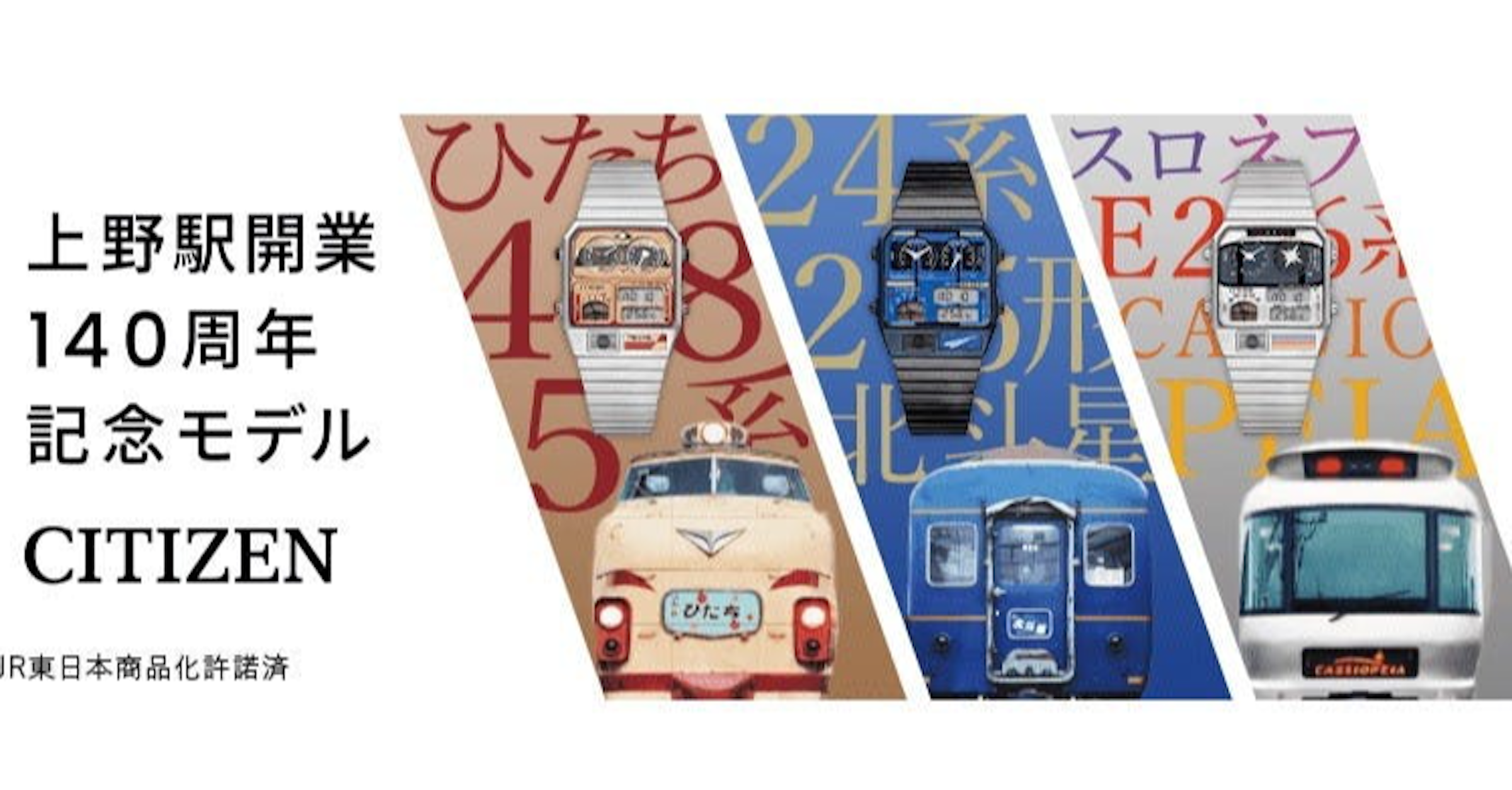 照片中提到了上野駅開業、140周年、記念モデル，跟東芬蘭大學、赫爾蒙德體育有關，包含了公民生態驅動器、生態驅動、產品、產品設計、牌