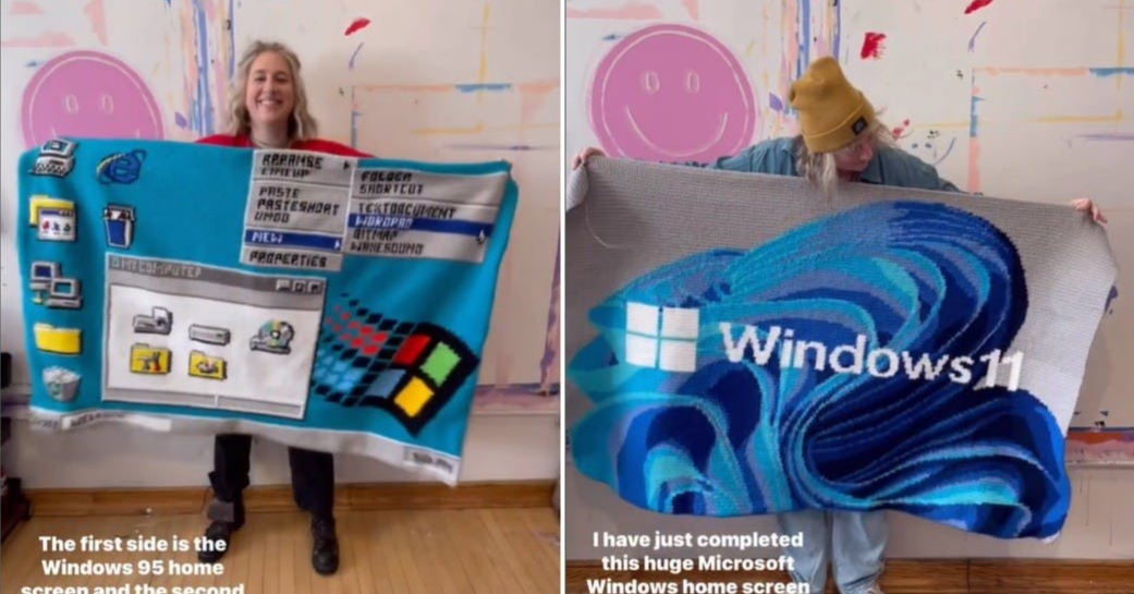 照片中提到了BHECOMPUTER、The first side is the、Windows 95 home,跟Windows Phone有關,包含了房間、家具類、設計、旗幟、亞麻布