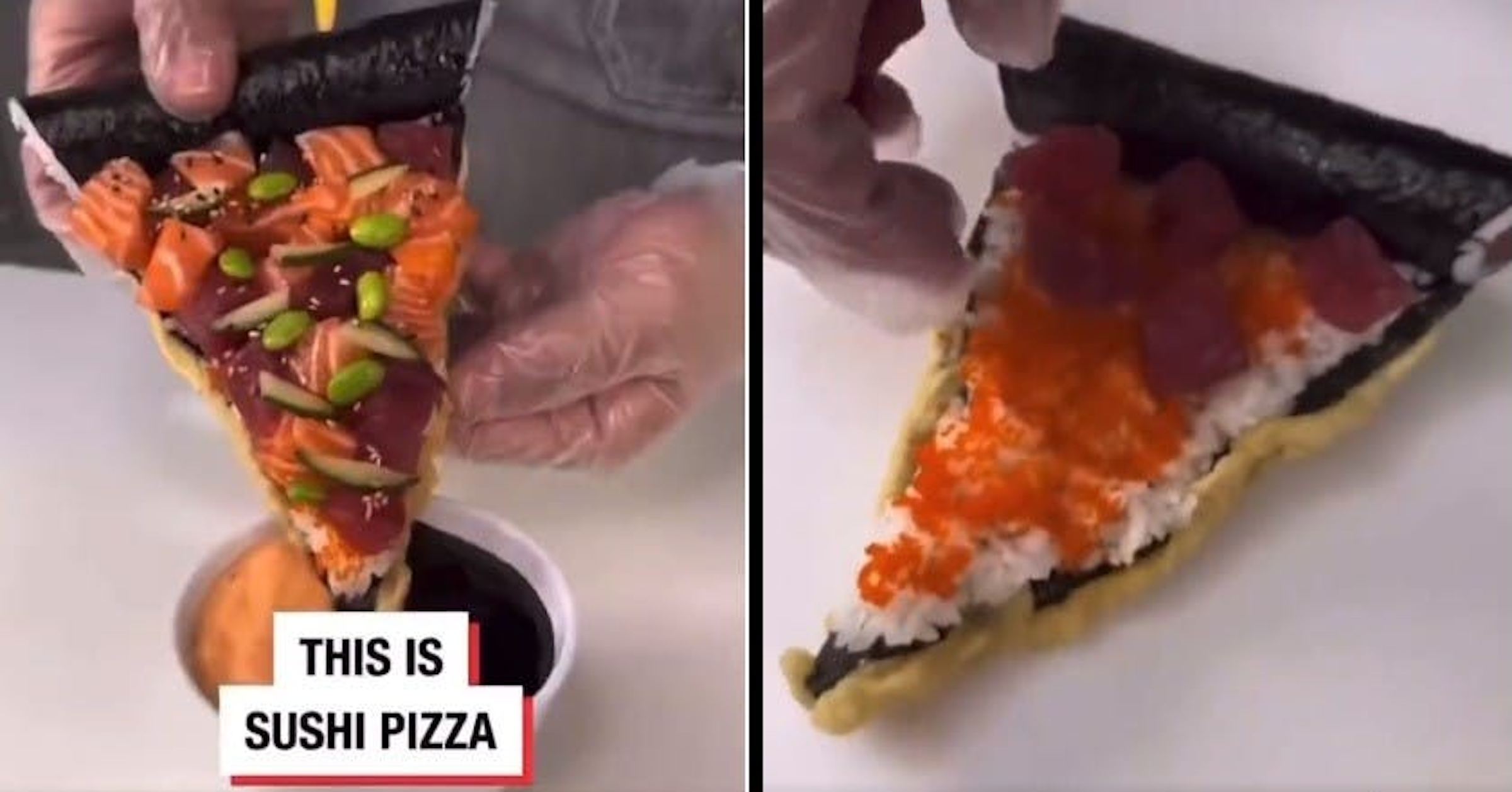 照片中提到了THIS IS、SUSHI PIZZA，包含了利奧·伯內特、日本料理、壽司、動物源食品、利奧·伯內特