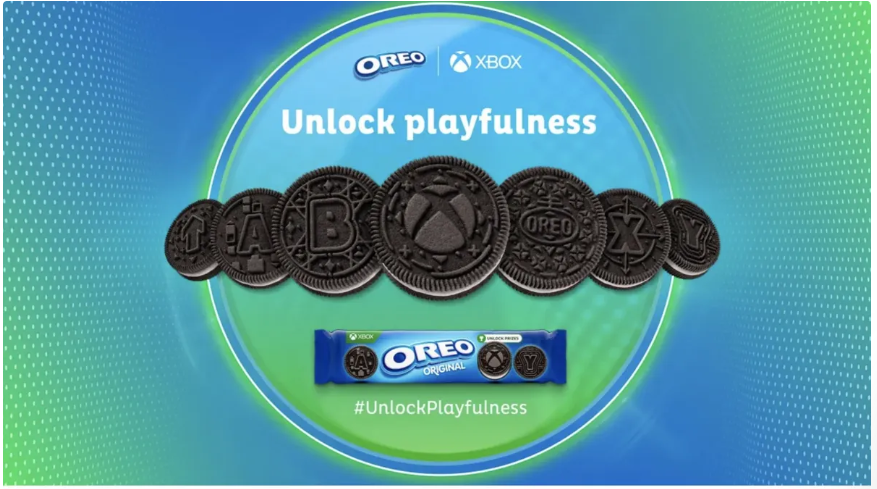 照片中提到了OREO、CACB、Unlock playfulness,跟奧利奧、奧利奧有關,包含了的Xbox、xbox系列、光環無限、極限競速地平線 5、盜賊之海