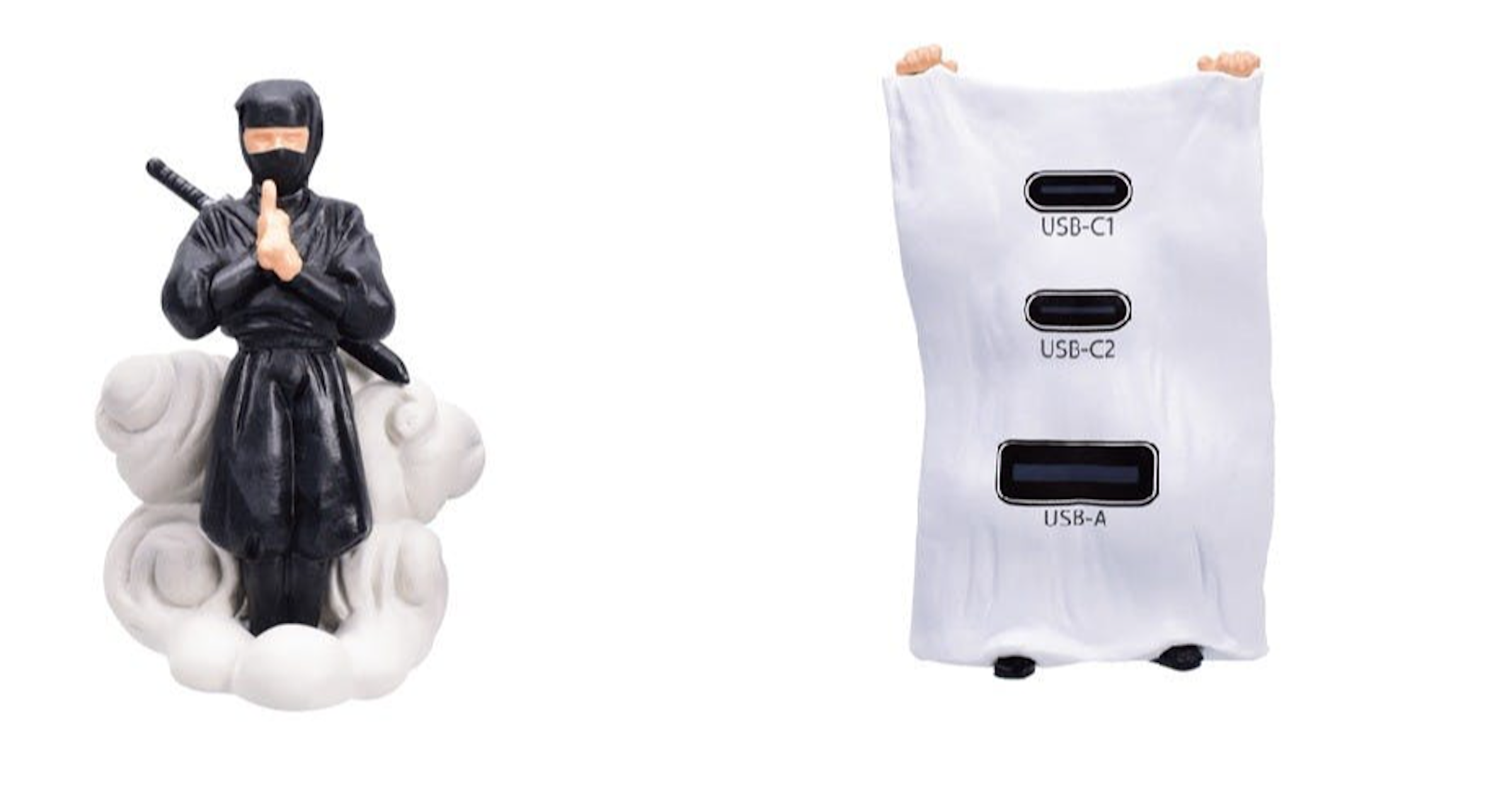 照片中提到了E、USB-C1、USB-C2，包含了擴音器、忍者、轉蛋販賣機、昭和レトロガチュア最強コレクシェン: ガチュア愛100%パッキーガ゠る、巴巴拉