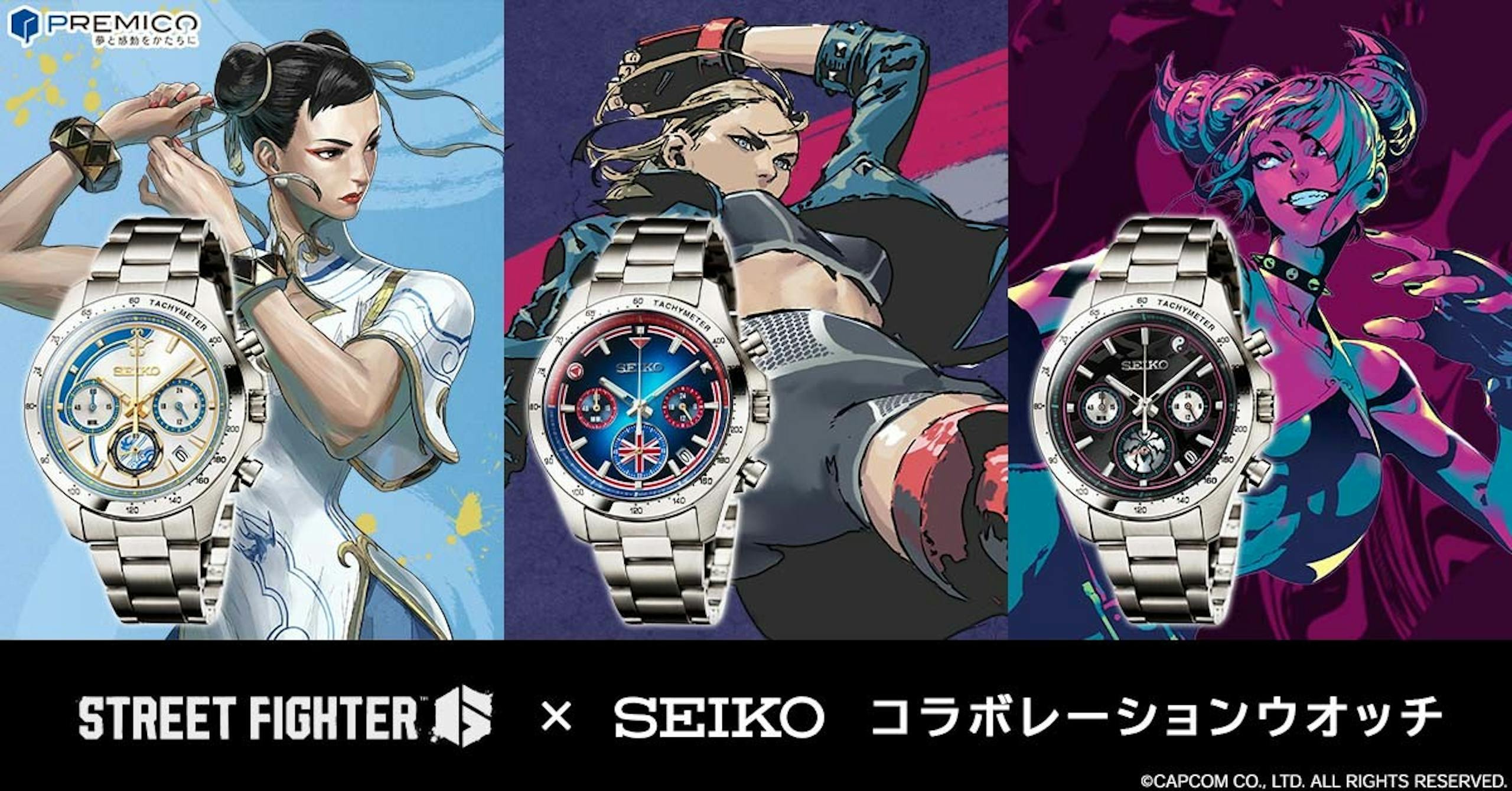 照片中提到了PREMIC、夢と感動をかたちに、Po TACHYMETER，跟精工有關，包含了看、街頭霸王 6、卡米、春麗