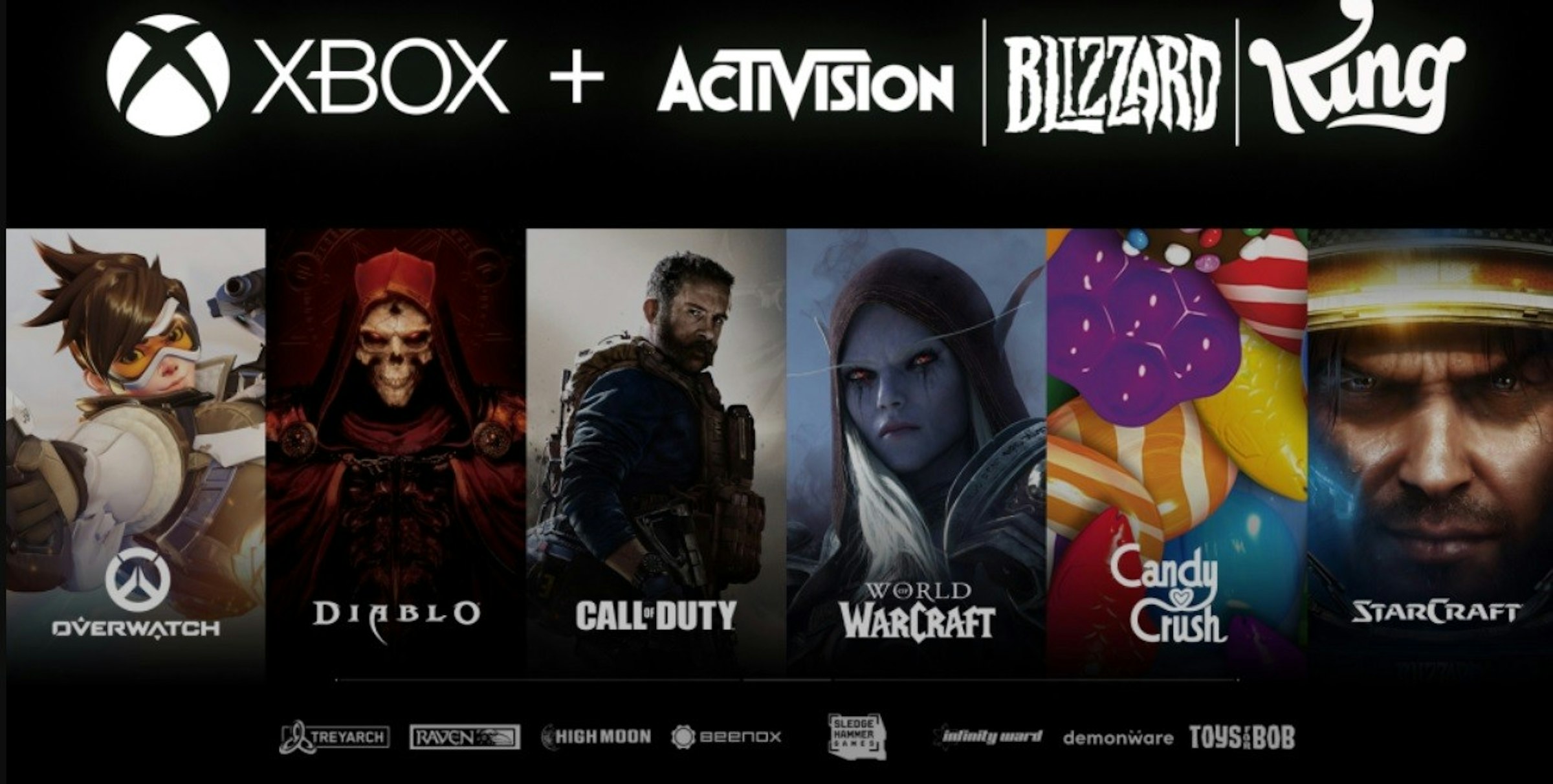 照片中提到了XBOX + ACTIVISION BIIZZARD ung、Candy、CrUsh，跟暴雪娛樂、動視暴雪有關，包含了動視、鮑比·科蒂克、使命召喚：戰區、Sekiro：陰影兩次死亡