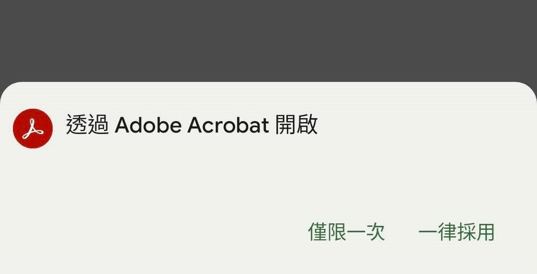 照片中提到了人透過 Adobe Acrobat 開啟、僅限一次、一律採用，跟Adobe公司有關，包含了角度、產品、產品設計、商標、牌