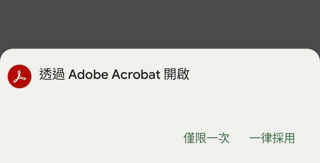 照片中提到了人透過 Adobe Acrobat 開啟、僅限一次、一律採用,跟Adobe公司有關,包含了角度、產品、產品設計、商標、牌