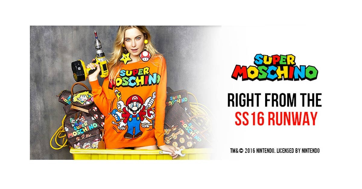 是知名服裝品牌Moschino與超級瑪利歐合作，推出Super Moschino系列服飾這篇文章的首圖