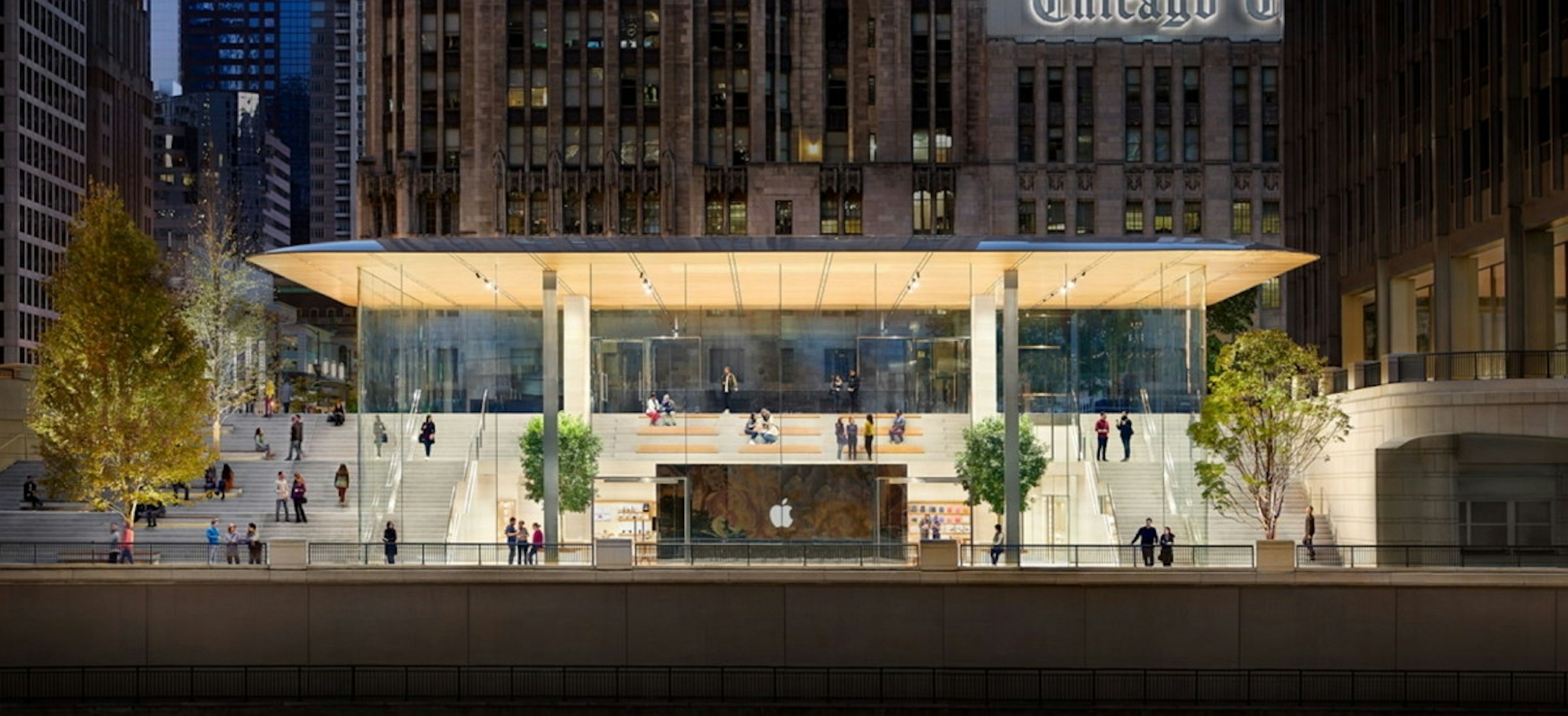 Apple Michigan Avenue, Apple, , Apple Store, App Store, Retail, , Apple België, , , apple store chicago, building, mixed use, metropolitan area, city, window, downtown, facade, metropolis, condominium