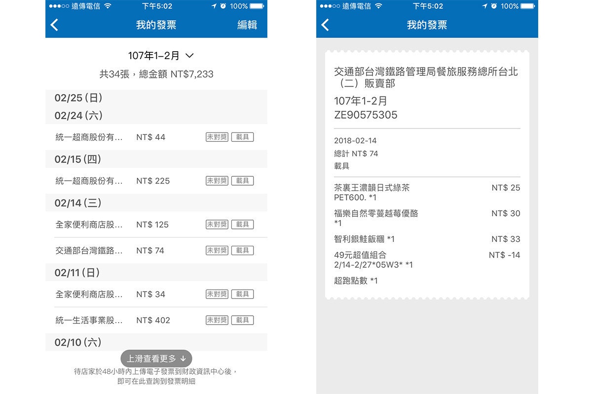 ▲電子發票載具會統整每一筆消費紀錄,並會紀錄交易明細等資訊。