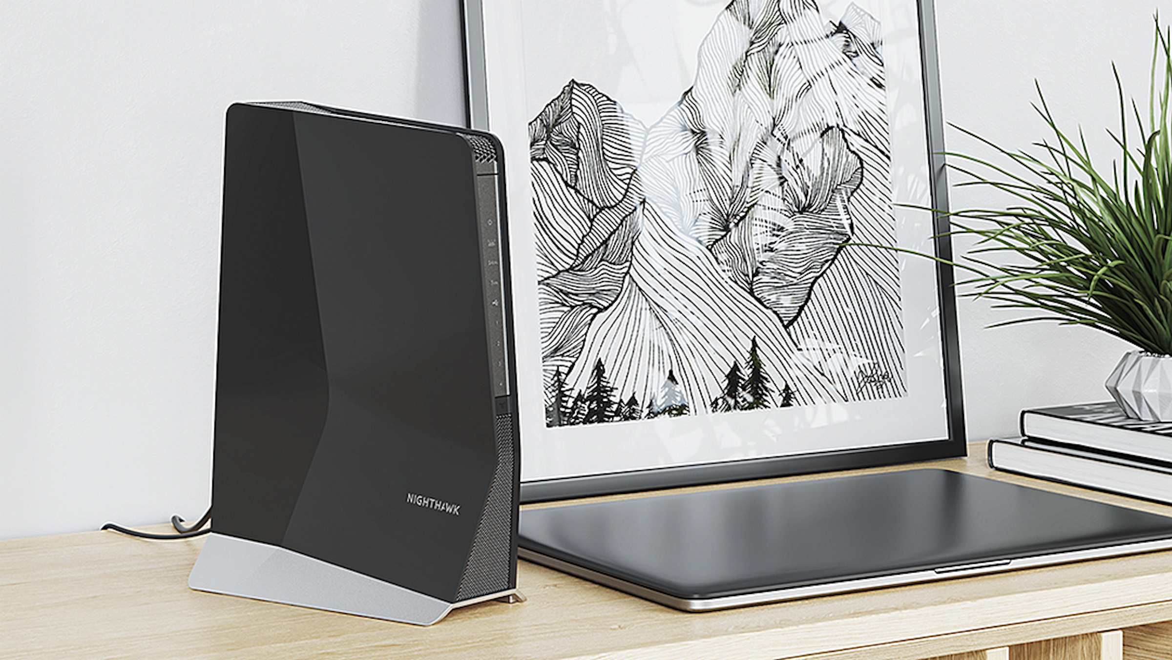 照片中提到了NIGHTHAWK，包含了美國網件eax80、Netgear Nighthawk夜鷹AX8 8流AX6000 Wi-Fi 6路由器、網件、Netgear Nighthawk WiFi 6網格範圍擴展器、無線上網