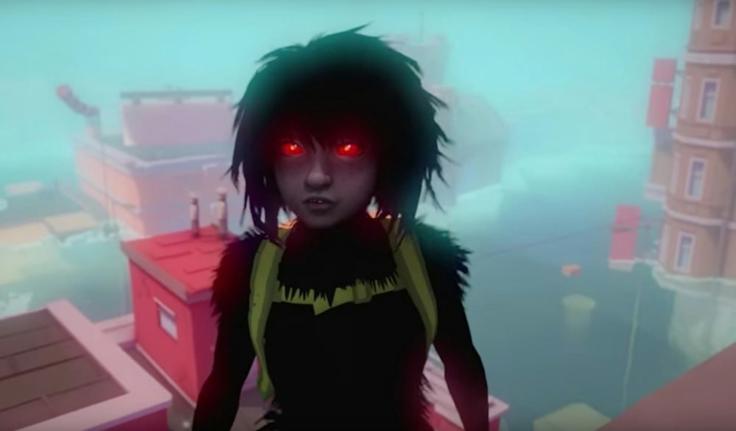 Sea of Solitude, Electronic Entertainment Expo 2018, Assassin's Creed, Sea of Thieves, Video game, Xbox One, Electronic Arts, PlayStation 4, Polygon, red, black, pink, human hair color, black hair, hairstyle, snapshot, smile, mouth, girl, 海之孤獨，電子娛樂博覽會2018，刺客信條，盜海之王，電子遊戲，Xbox One，電子藝界，PlayStation 4，多邊形，紅色，黑色，粉紅色，人髮色，黑髮，髮型，快照，微笑，嘴巴， 女孩