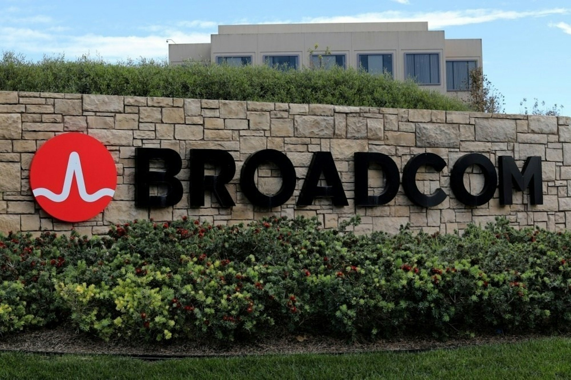 Broadcom Inc, Semiconductor industry, , Symantec, Semiconductor, Integrated Circuits & Chips, Qualcomm, , , Broadcom Corporation, Broadcom Corporation, Property, Wall, Font, Real estate, Advertising, Land lot, Banner, Signage, Grass, Sign