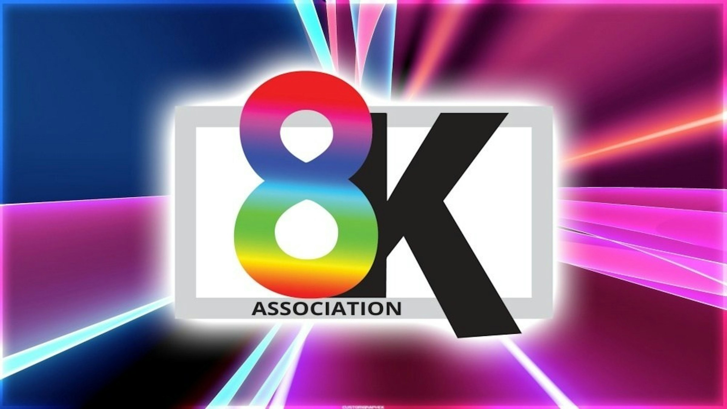 NAB Show, 8K resolution, CES, Television, IFA, Television set, Hisense, Consumer electronics, National Association of Broadcasters, Electronics, 8k association, Light, Graphic design, Visual effect lighting, Font, Graphics, Magenta, Colorfulness, Icon