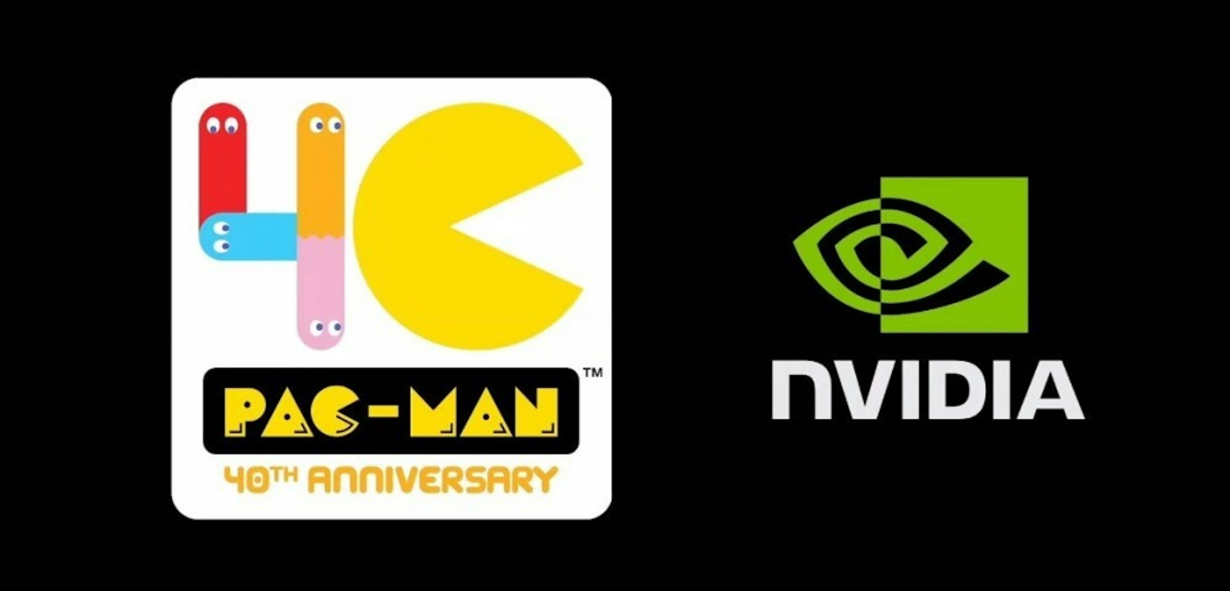 照片中提到了NVIDIA、TM、PAC-MAN，跟英偉達有關，包含了pacman 40años、吃豆人、街機遊戲、萬代南夢宮娛樂、南科