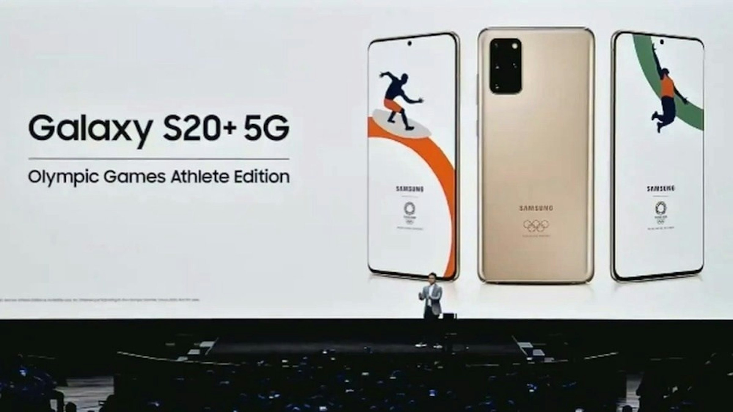 照片中提到了Galaxy S20+ 5G、Olympic Games Athlete Edition、SAMSING，包含了銀河S20 + 5G奧林匹克運動會運動員版、三星Galaxy S20 +、奧運會、三星Galaxy S20 Ultra、三星銀河z翻轉