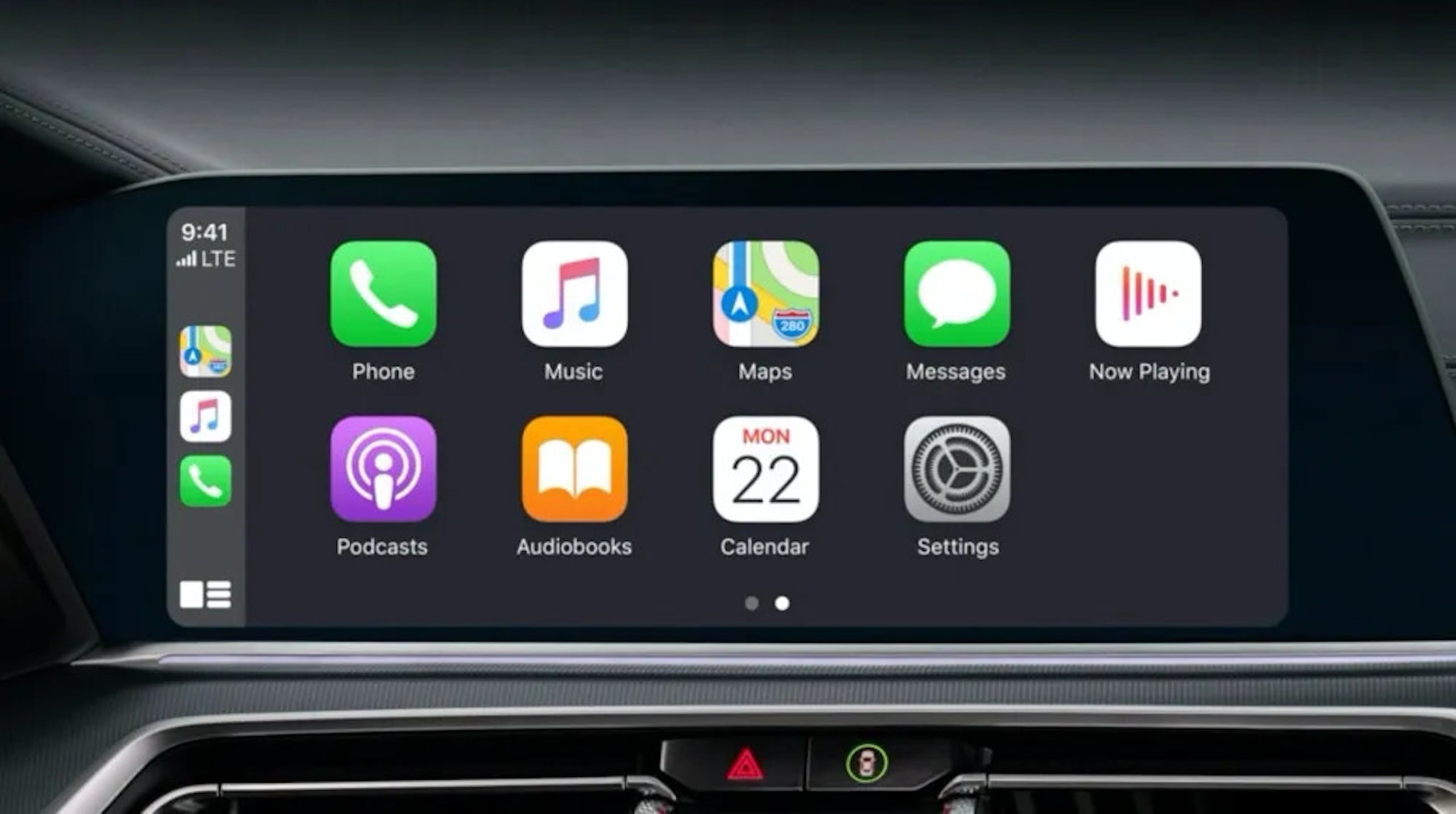 照片中提到了9:41、all LTE、280，跟盧森堡大學、WTSP有關，包含了蘋果 carplay 大眾、汽車、汽車遊戲、車載音響、Android Auto
