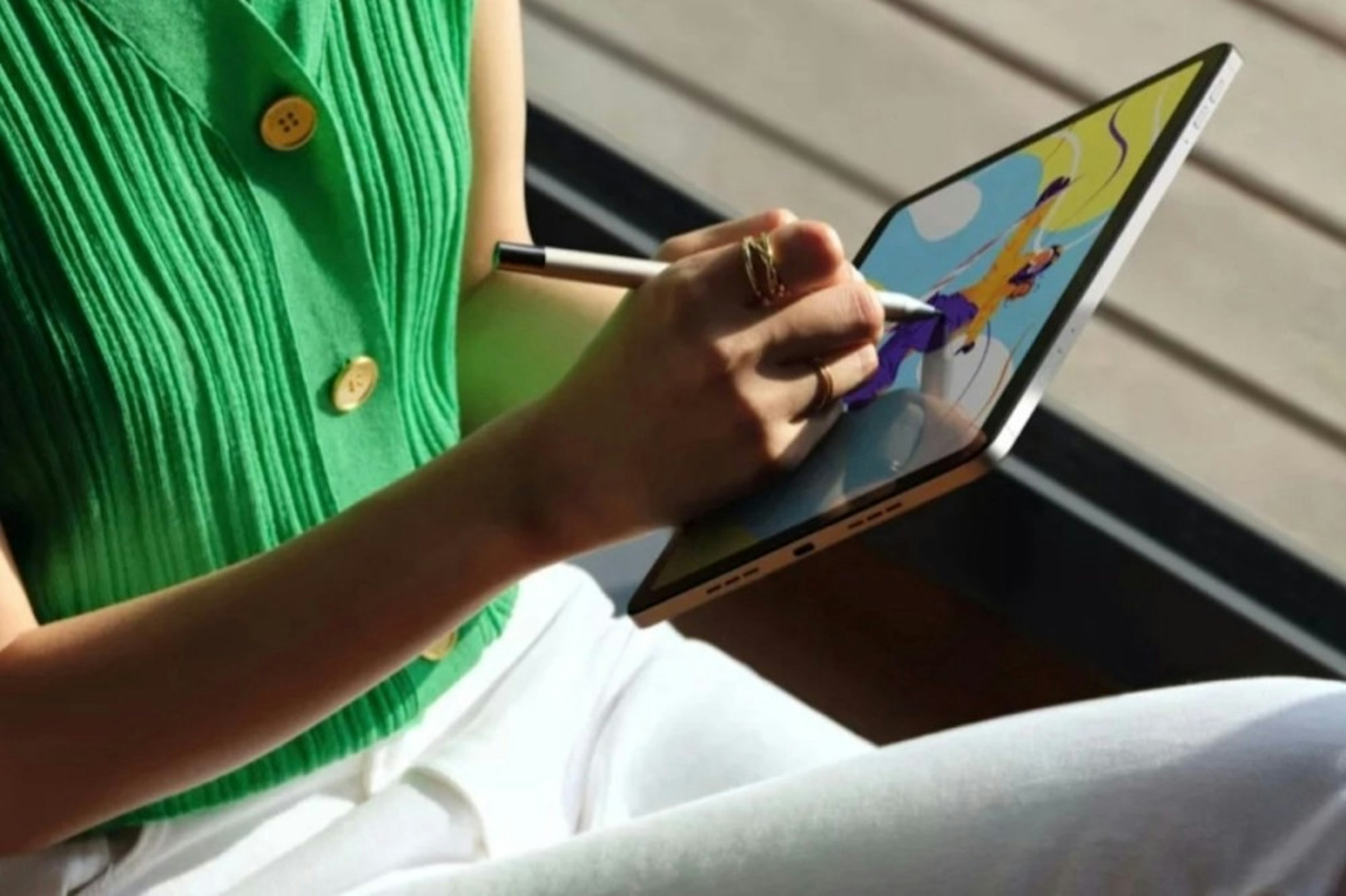 照片中包含了臂、馬什迪吉、計算機鍵盤、iPad Air、Oppo