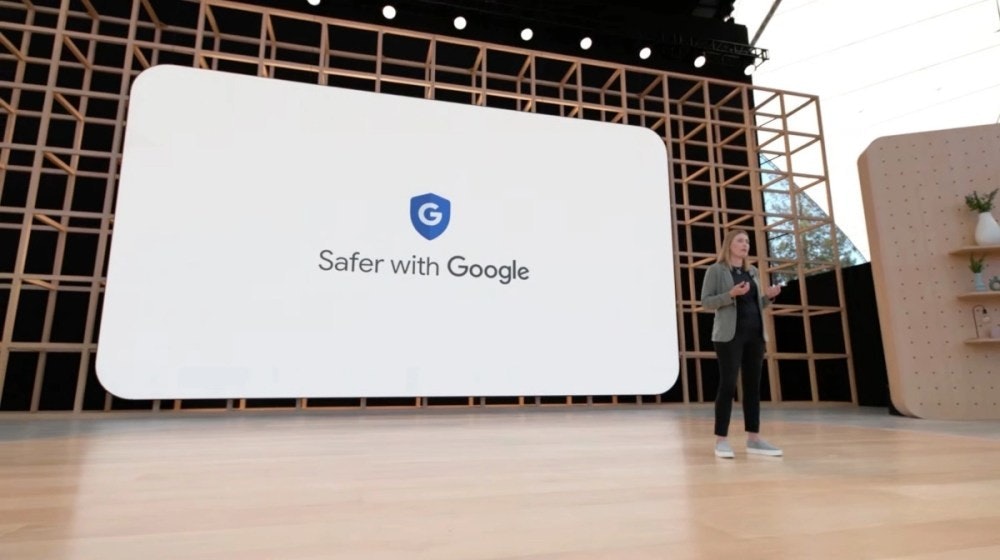照片中提到了Safer with Google、.... ...、.... .....，跟BBVA 弗朗西斯有關，包含了谷歌、2022 年谷歌 I/O、像素芽、谷歌、穿戴式操作系統