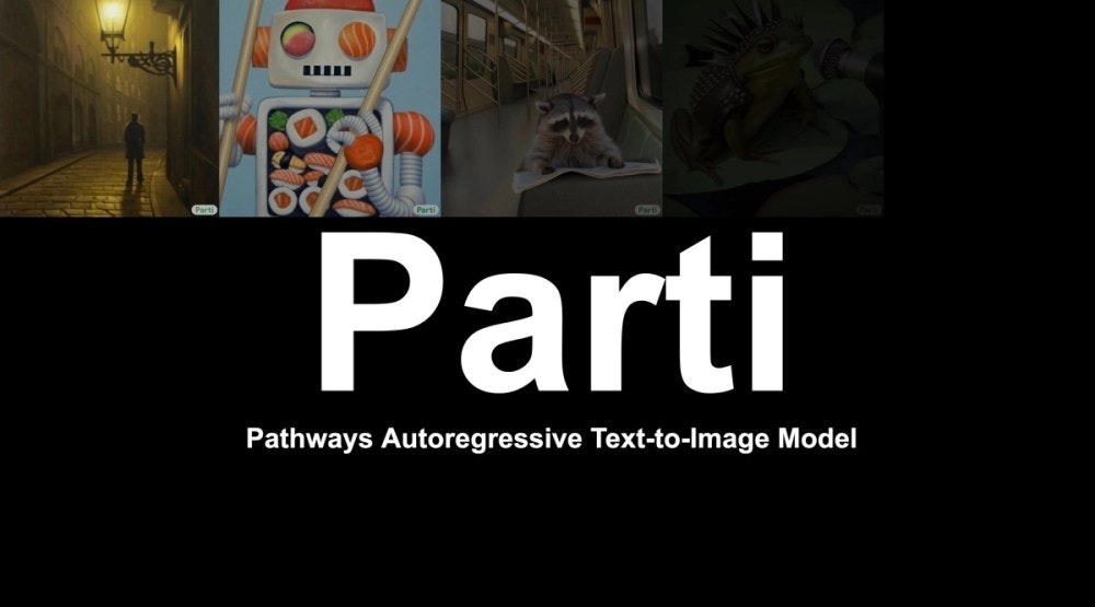 照片中提到了OND、Parti、Pathways Autoregressive Text-to-Image Model，跟帕特里亞有關，包含了平面設計、平面設計、上傳者、特朗波魔法博物館、圖形