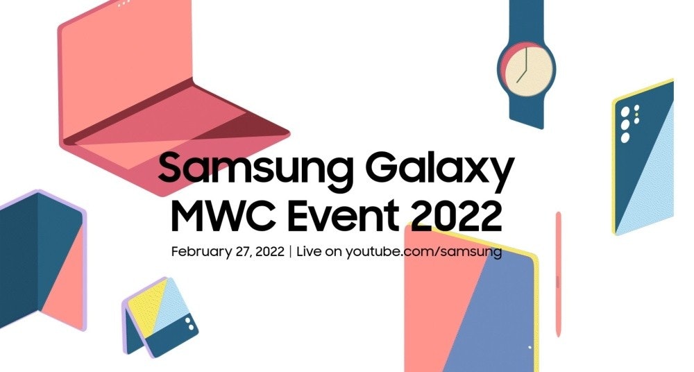 照片中提到了Samsung Galaxy、MWC Event 2022、February 27, 2022 | Live on youtube.com/samsung，跟布隆銀行有關，包含了三星電子、巴塞羅那世界移動大會、三星、三星電子、三星Galaxy Book