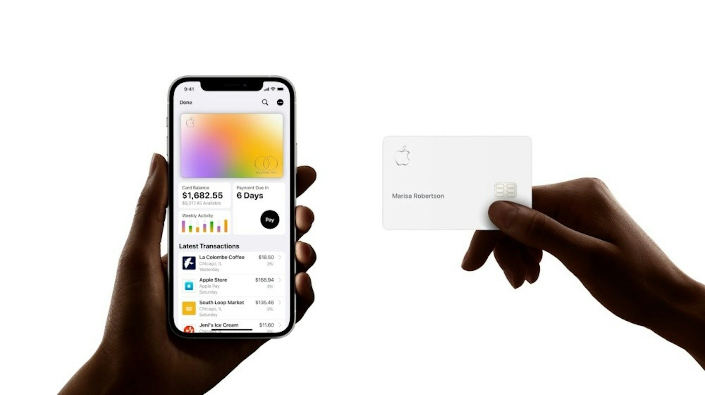 照片中提到了9:41、Done、Card Balance，包含了蘋果家庭卡、蘋果、蘋果、蘋果卡、的iOS